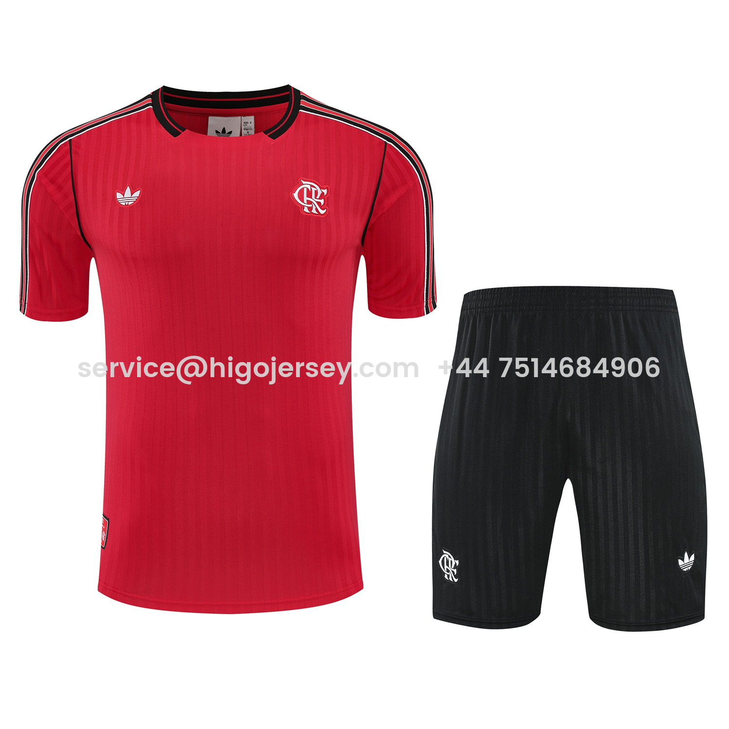 Higojerseys-Flamengo 25-26 Short-Sleeve Training Set - Red Top & Black Shorts