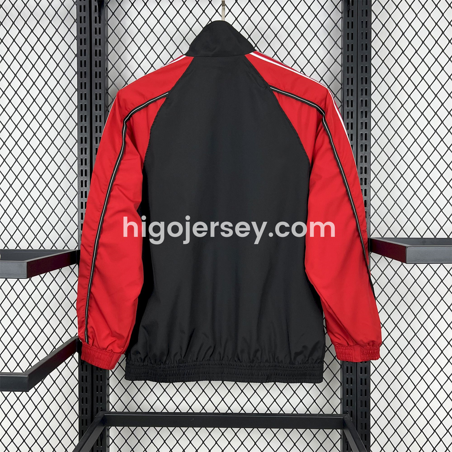 Higojerseys-Retro Manchester United 1998-99 Throwback Windbreaker Jacket - Black and Red