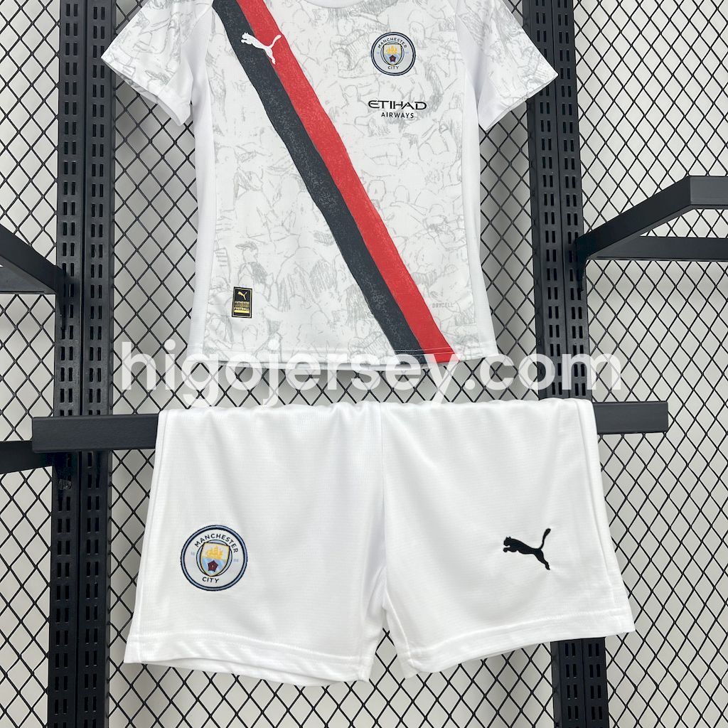 Higojerseys-Manchester City 25-26 Away Kids Kit