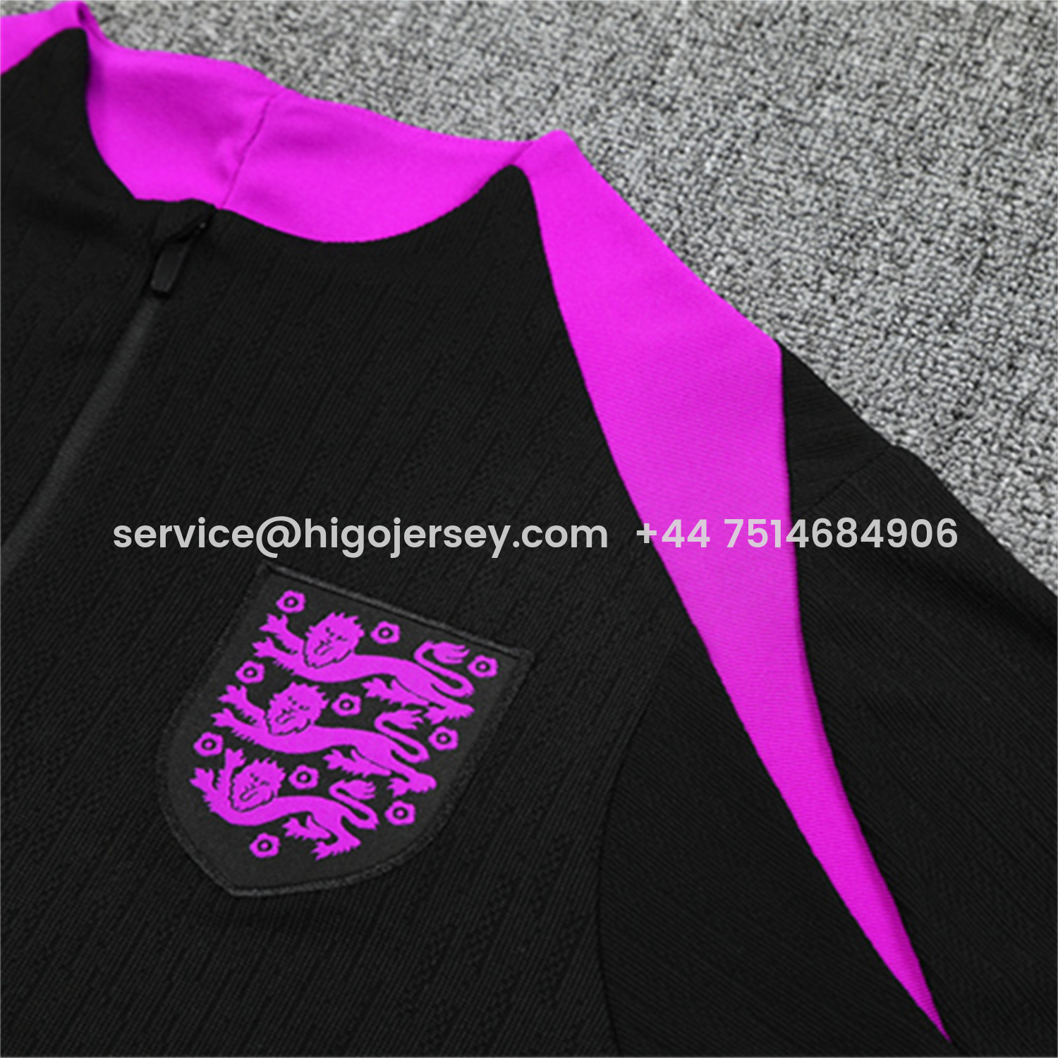 Higojerseys-England 25-26 Long Sleeve Training Set - Player Version - Black Top and Pants