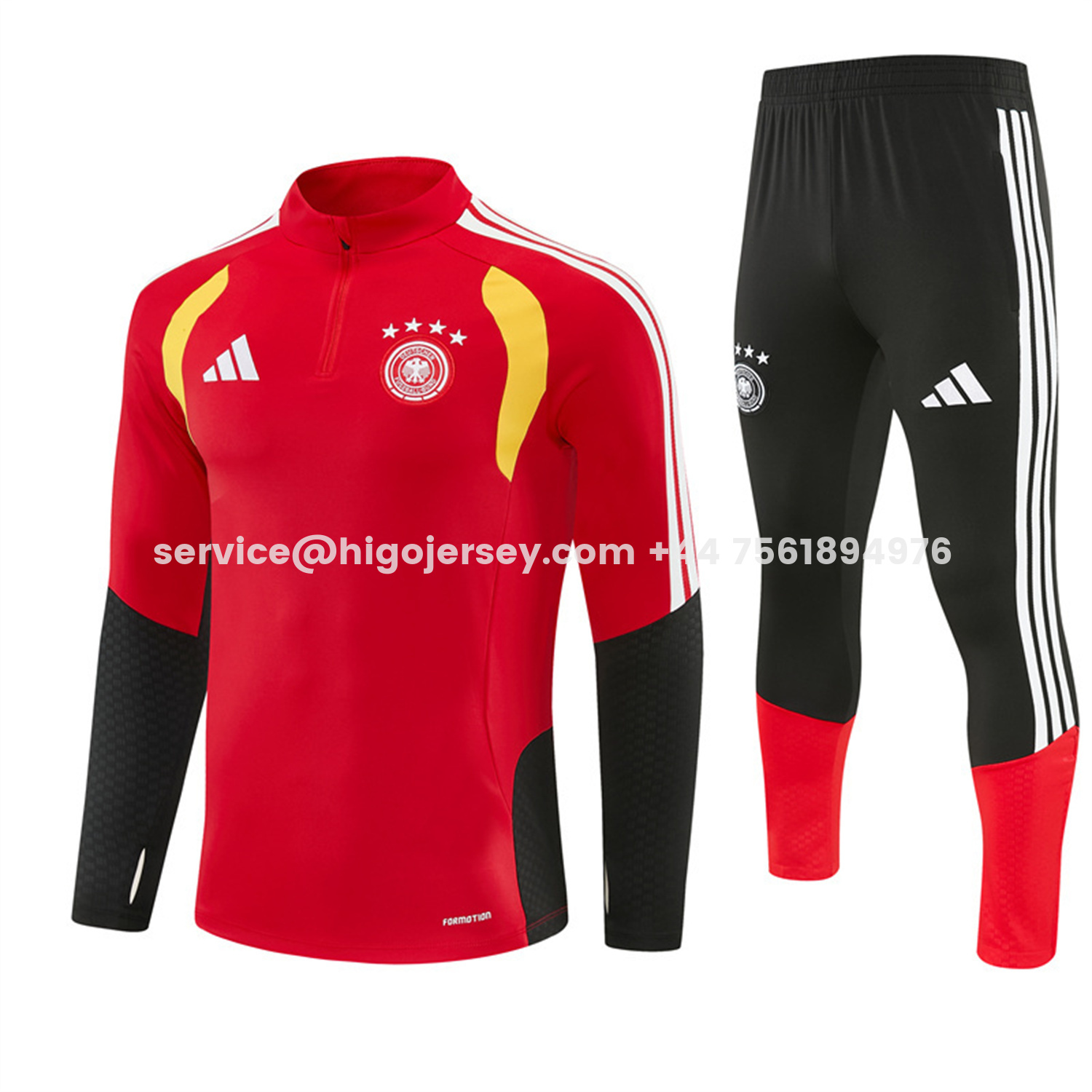 Higojerseys-Germany 2026 Long Sleeve Training Set - Red Top & Pants