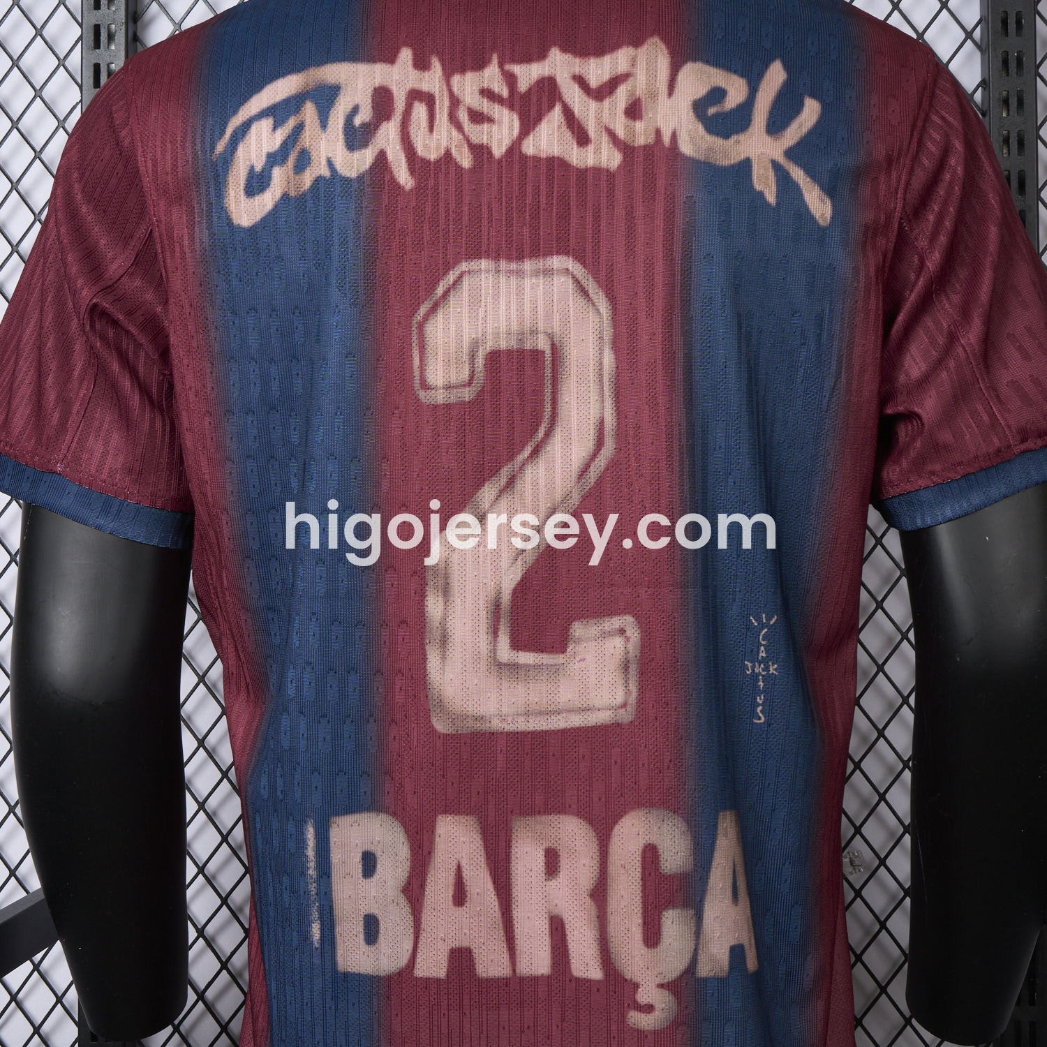 Higojerseys-Barcelona x Travis Scott 2000-01 Home Retro Style Skeleton Jersey - Player Version