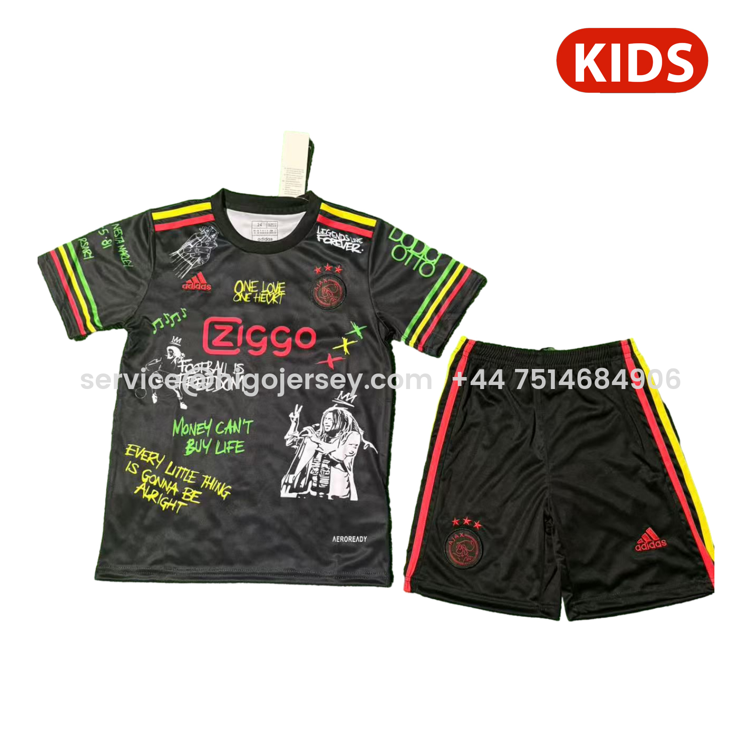 Higojerseys-Ajax x B-O-B Marly 25-26 Black Special Kids Kit