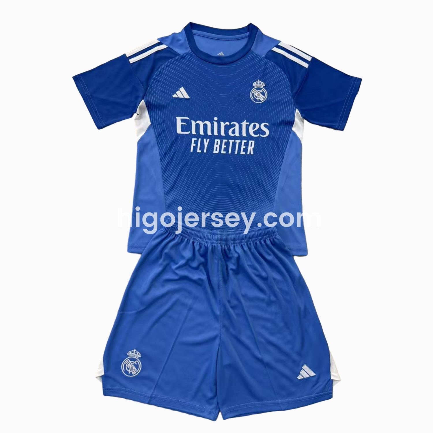 Higojerseys-Real Madrid 25-26 Blue Goalkeeper Kids Kit