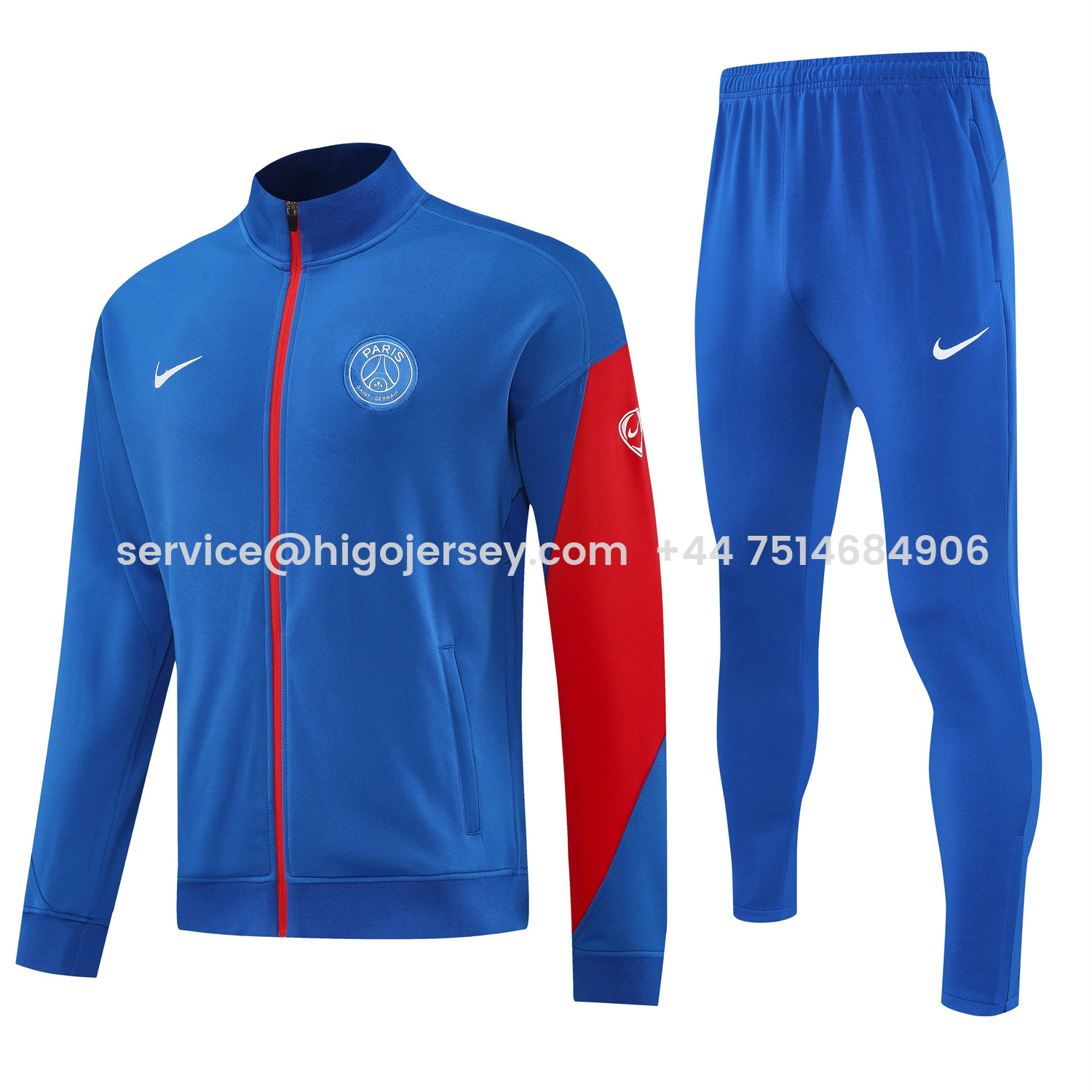 Higojerseys-Paris Saint-Germain PSG 25-26 Jacket Training Tracksuit - Blue Jackets & Blue Pants