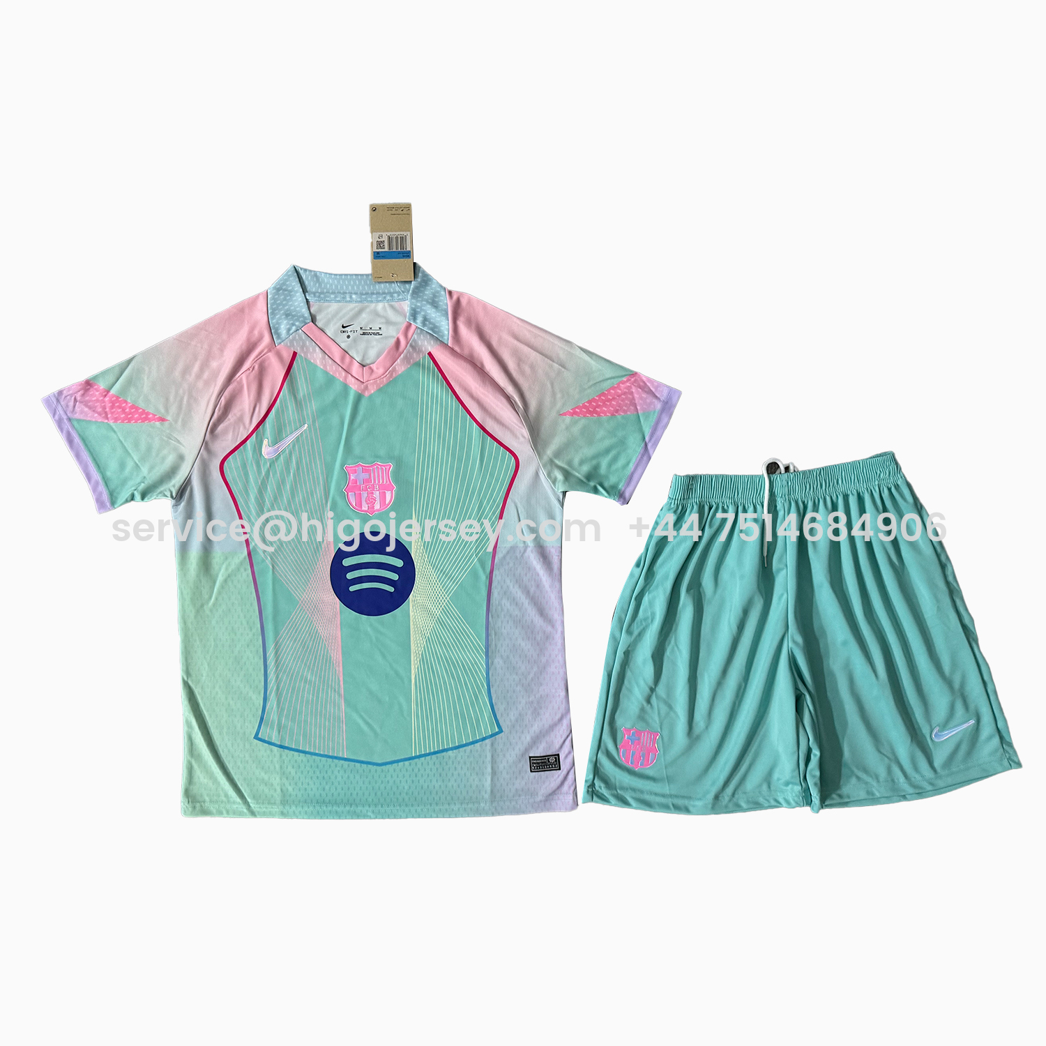 Higojerseys-Barcelona 25-26 T90 Light Green Special Men's Adult Jersey Set - Fans Version