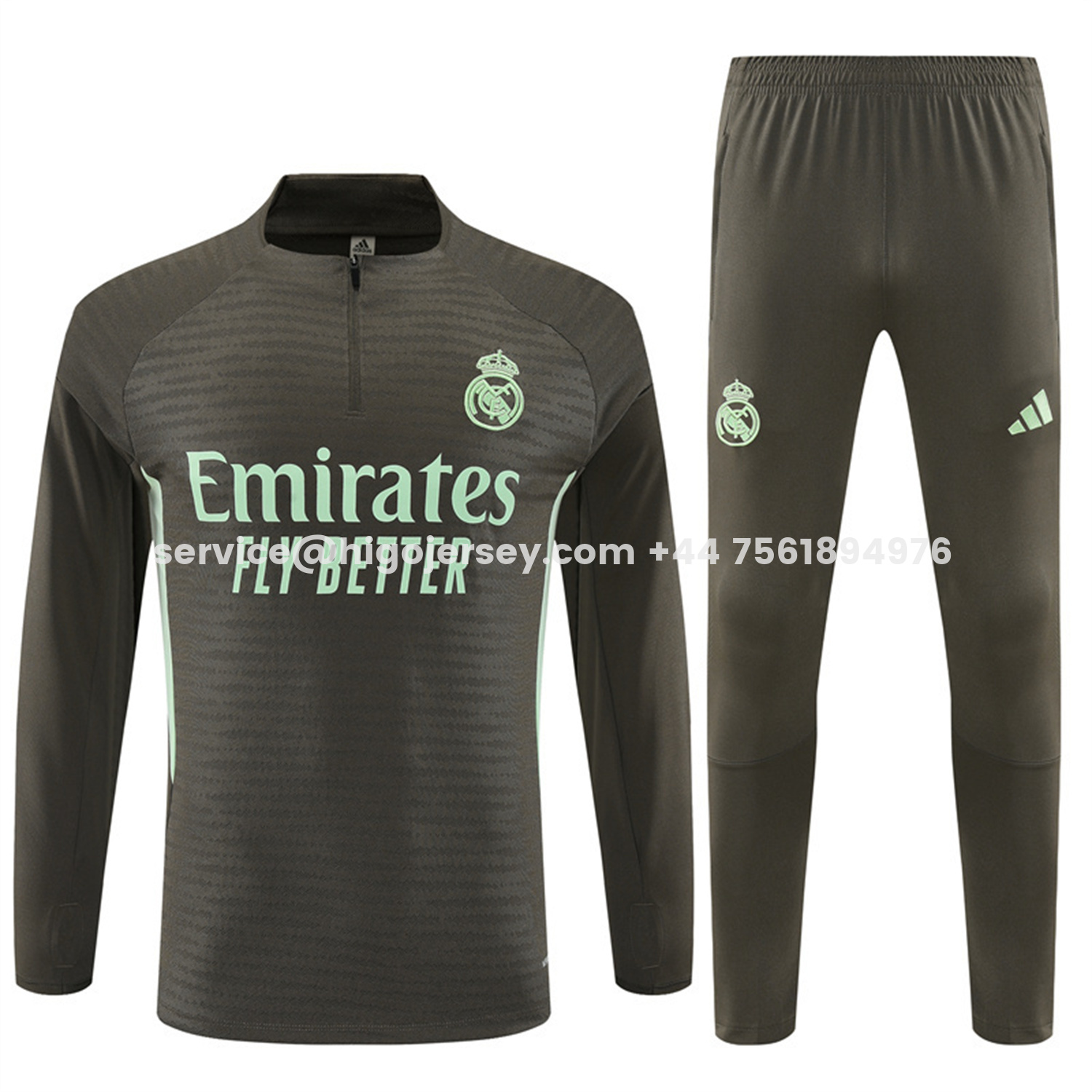 Higojerseys-Real Madrid 25-26 Long Sleeve Training Set - Player Version - Khaki Top and Khaki Pants