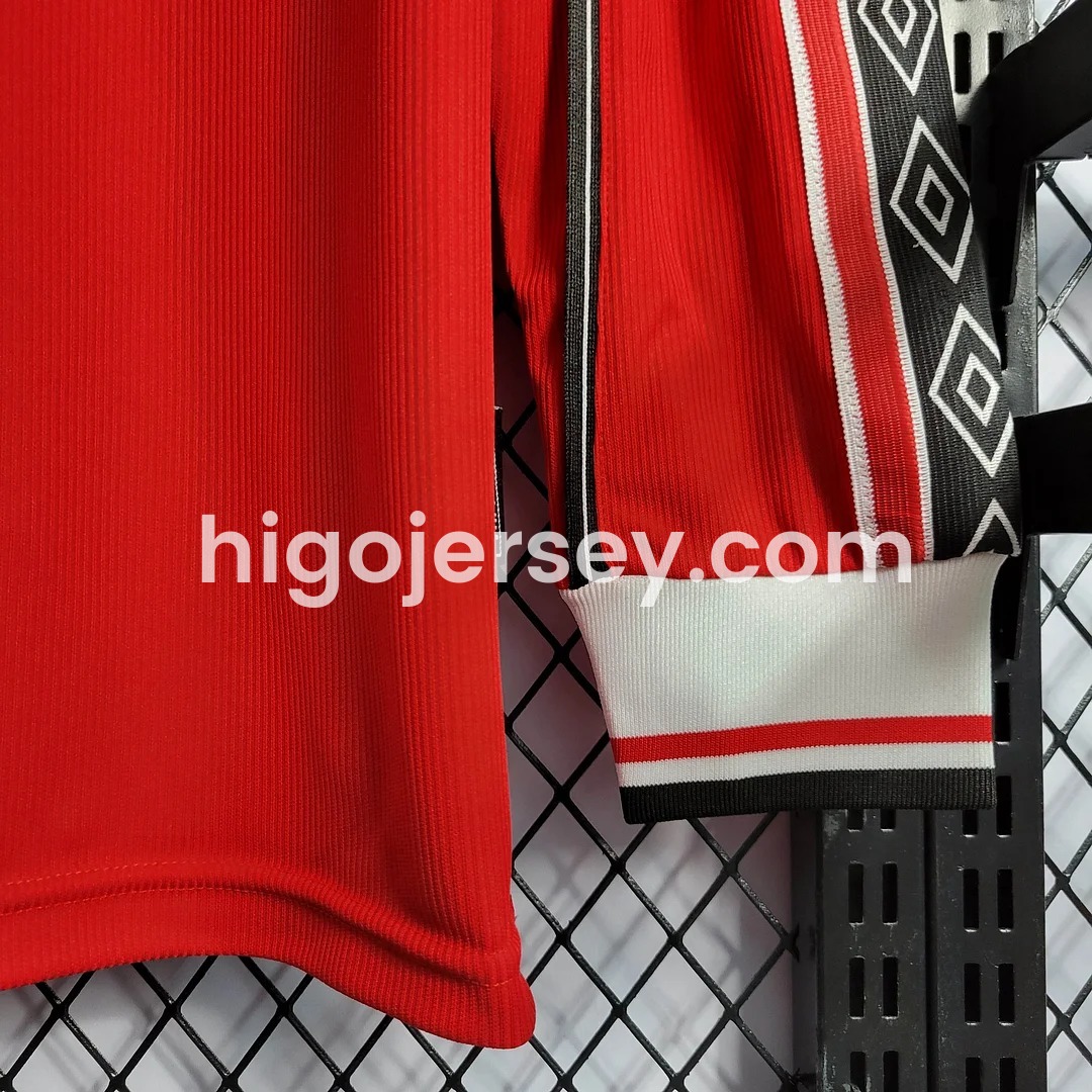 Higojerseys-Retro Manchester United 98-99 Home Long Sleeve Jersey