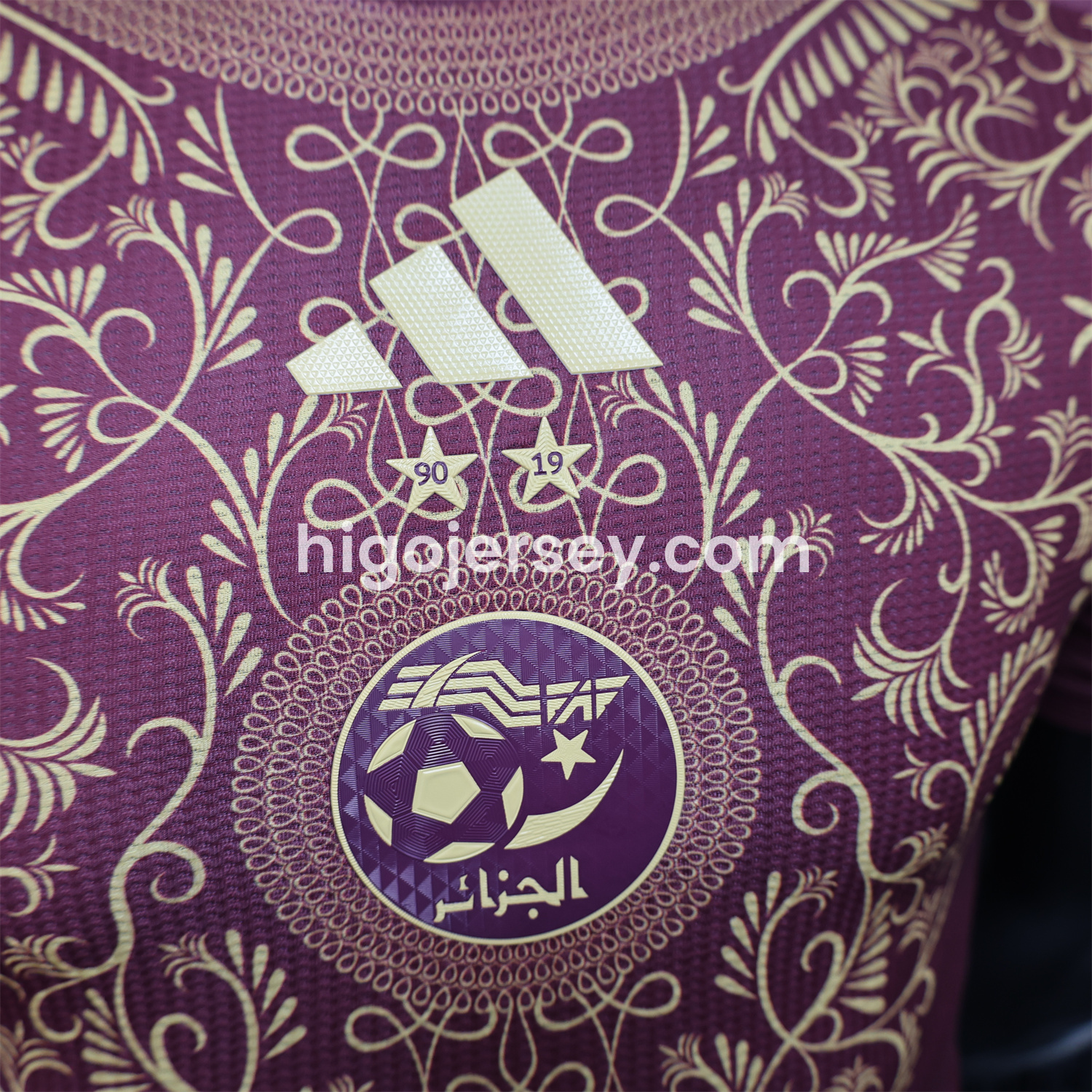 Higojerseys-Algeria 25-26 Burgundy Jersey with Chest Pattern Decoration - Player Version