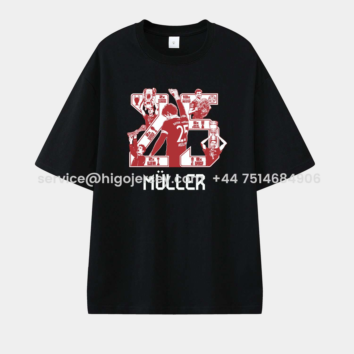 Higojerseys-Bayern Munich Müller‘s Championship Summary Unisex Pure Cotton T-shirt