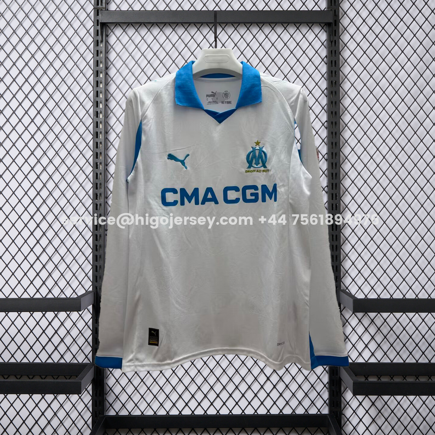 Higojerseys-Marseille 25-26 Home Long Sleeves Jersey - Fans Version