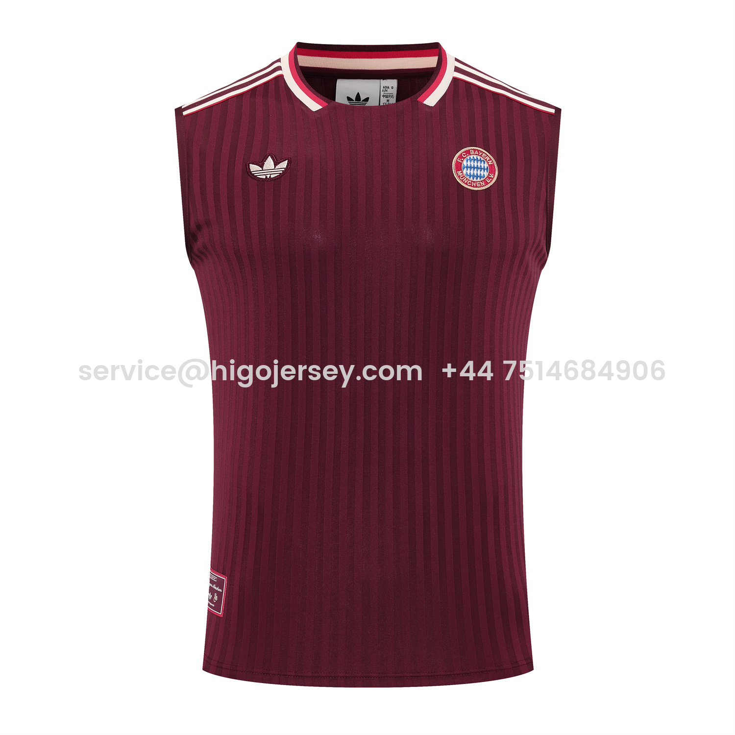 Higojerseys-Bayern Munich 25-26 Vest Training Set - Wine Red Lines Vest & Wine Red Lines Shorts