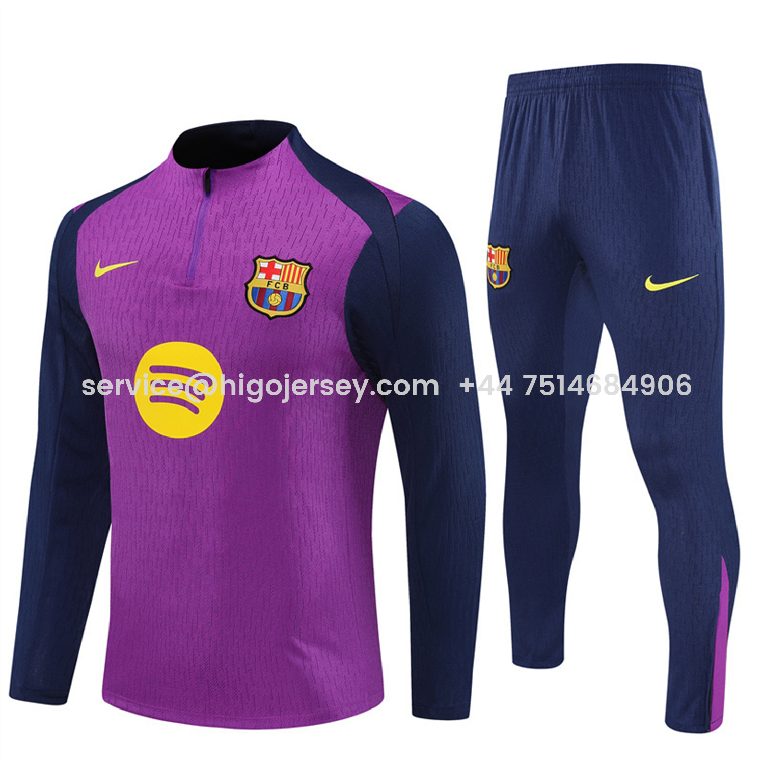 Higojerseys-Barcelona 25-26 Long Sleeve Training Set - Purple Top & Deep Blue Pants