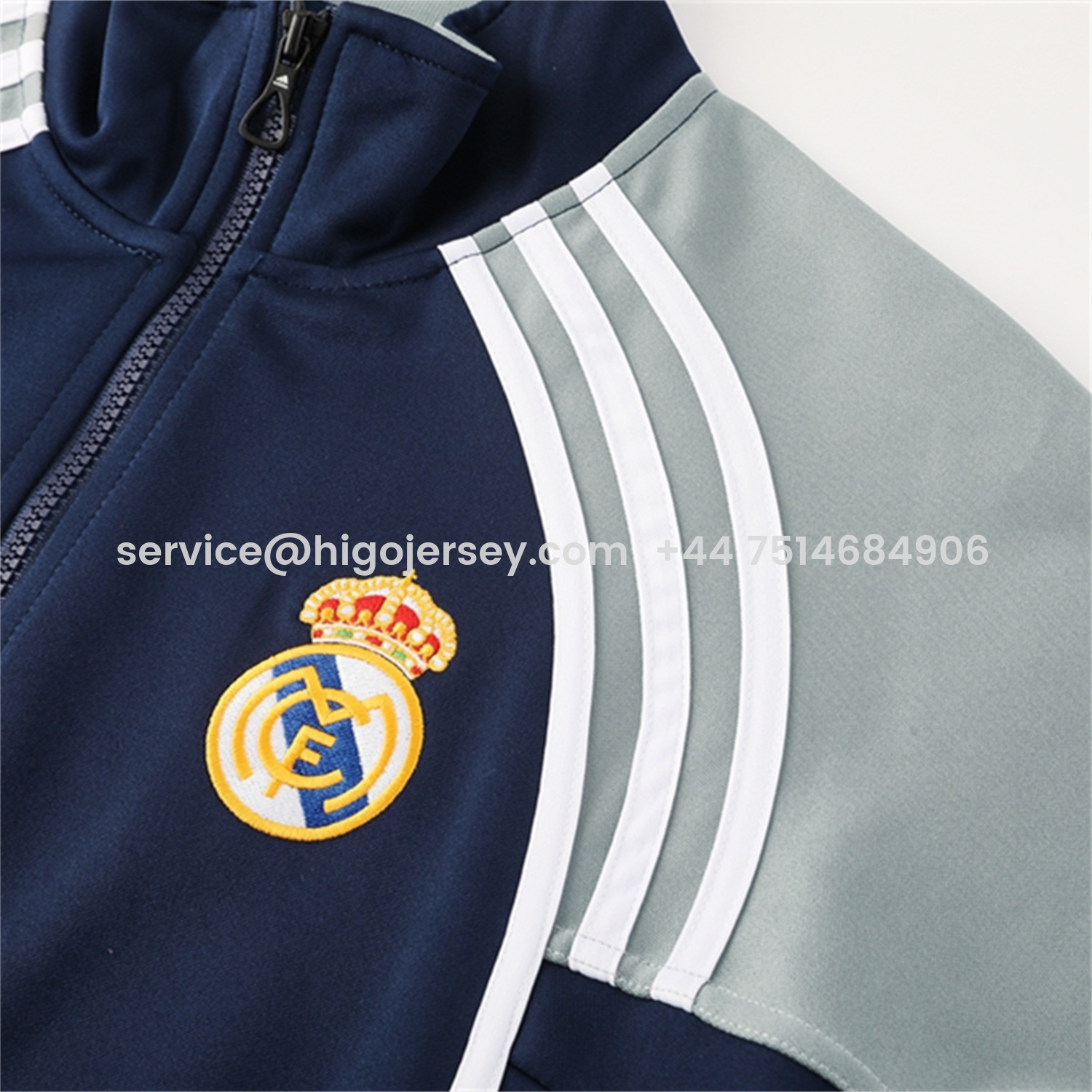 Higojerseys-Real Madrid 25-26 Jacket Training Tracksuit - Blue Grey Jackets & Pants