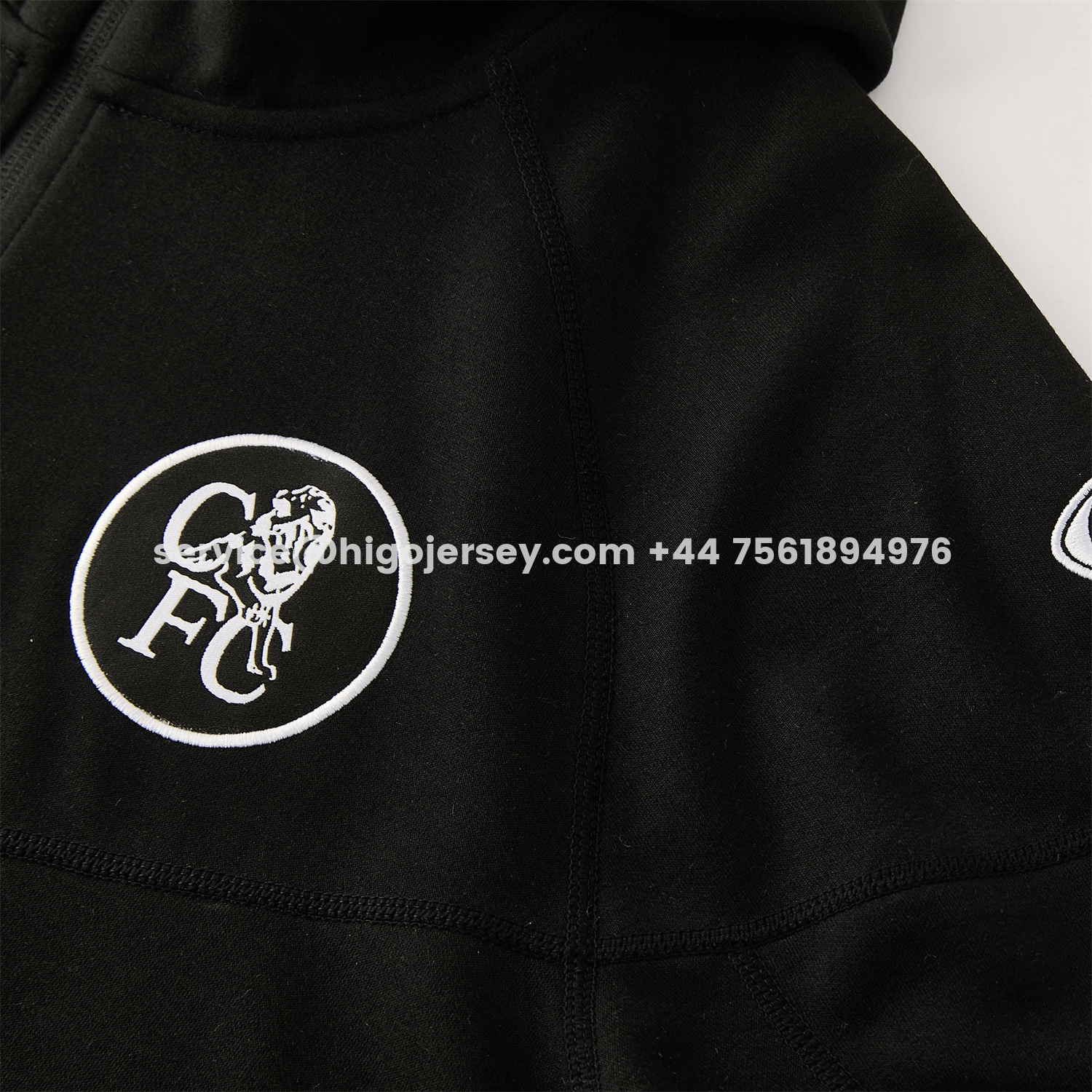 Higojerseys-C.H.E.L.S.E.A 2026 Hooded Windbreaker Training Set - Black Top & Pants