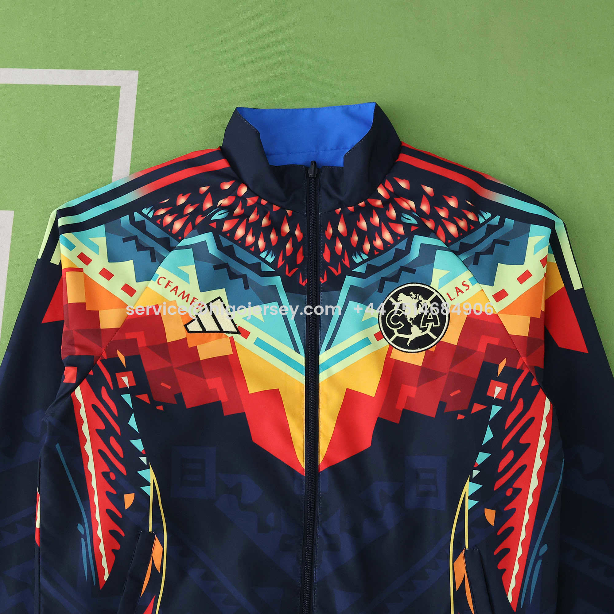 Higojerseys-Club América 25-26 Throwback Double Sided Reversible Windbreaker - Blue & Black