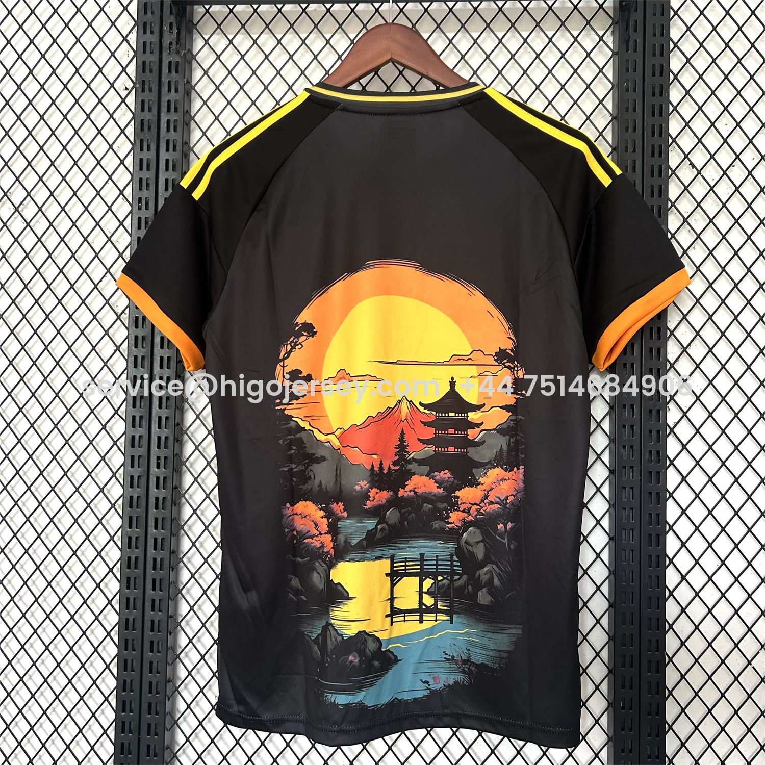 Higojerseys-Japan 25-26 Flowing Water In Front Of The Temple At Sunset Black Special Jersey - Fans Version