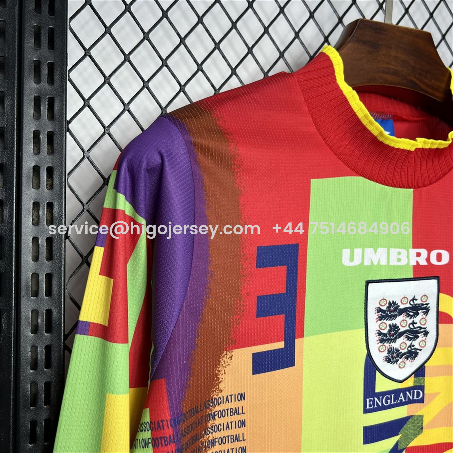 Higojerseys-Retro England 1996 Red Goalkeeper Long Sleeve Jersey
