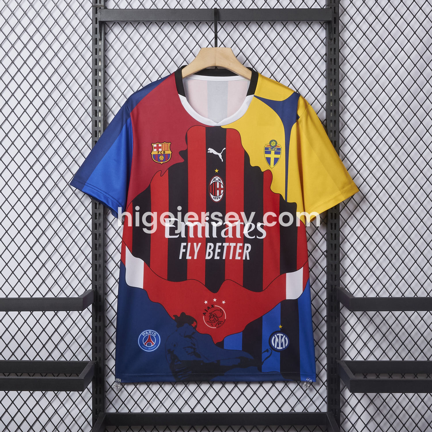 Higojerseys-Zlatan Ibrahimović Career Commemorative Jersey - Fans Version - AC Milan Inter Milan Barcelona Ajax Paris Saint-Germain PSG Sweden
