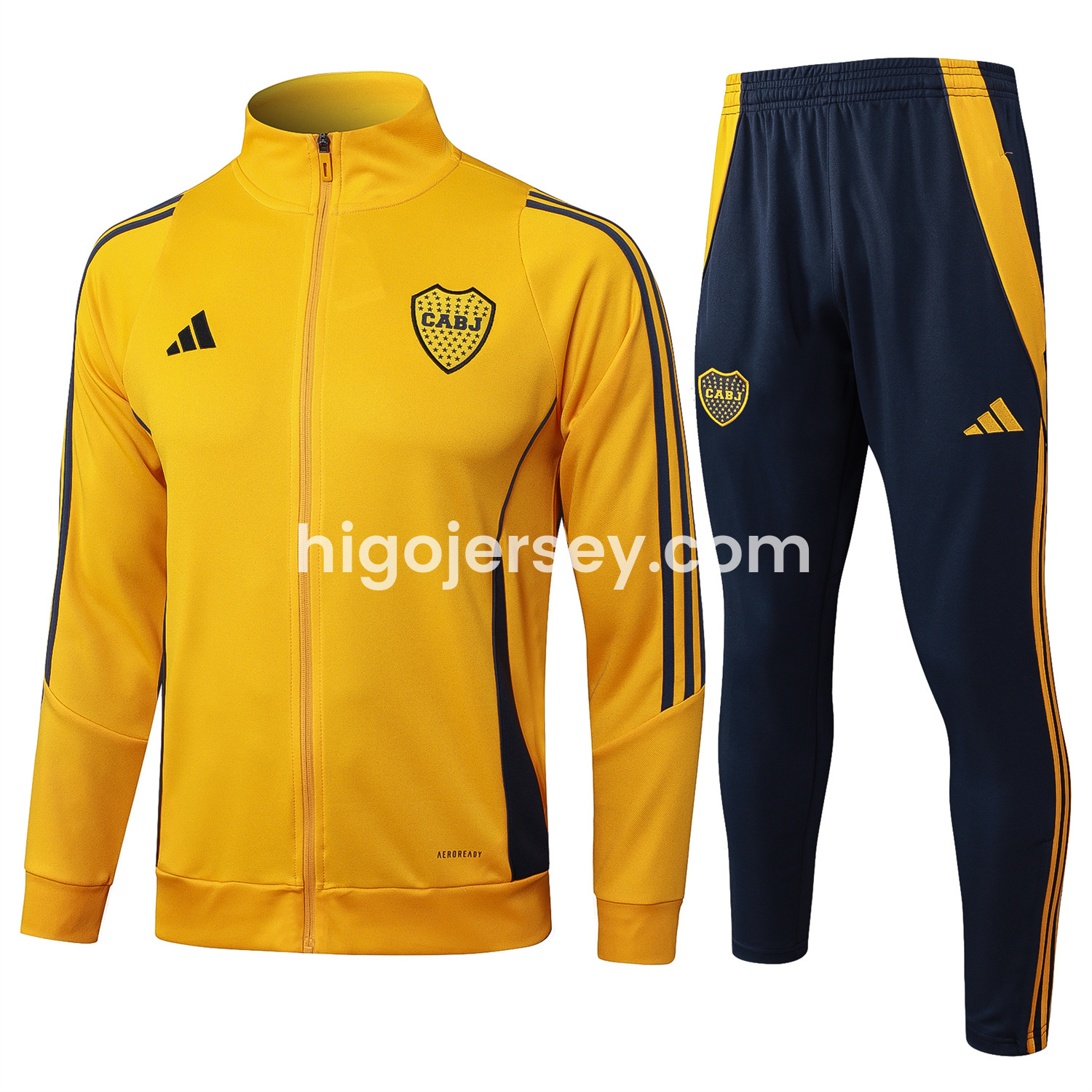 Higojerseys-Boca Juniors 24-25 Jacket Training Tracksuit - Yellow Top and Pants