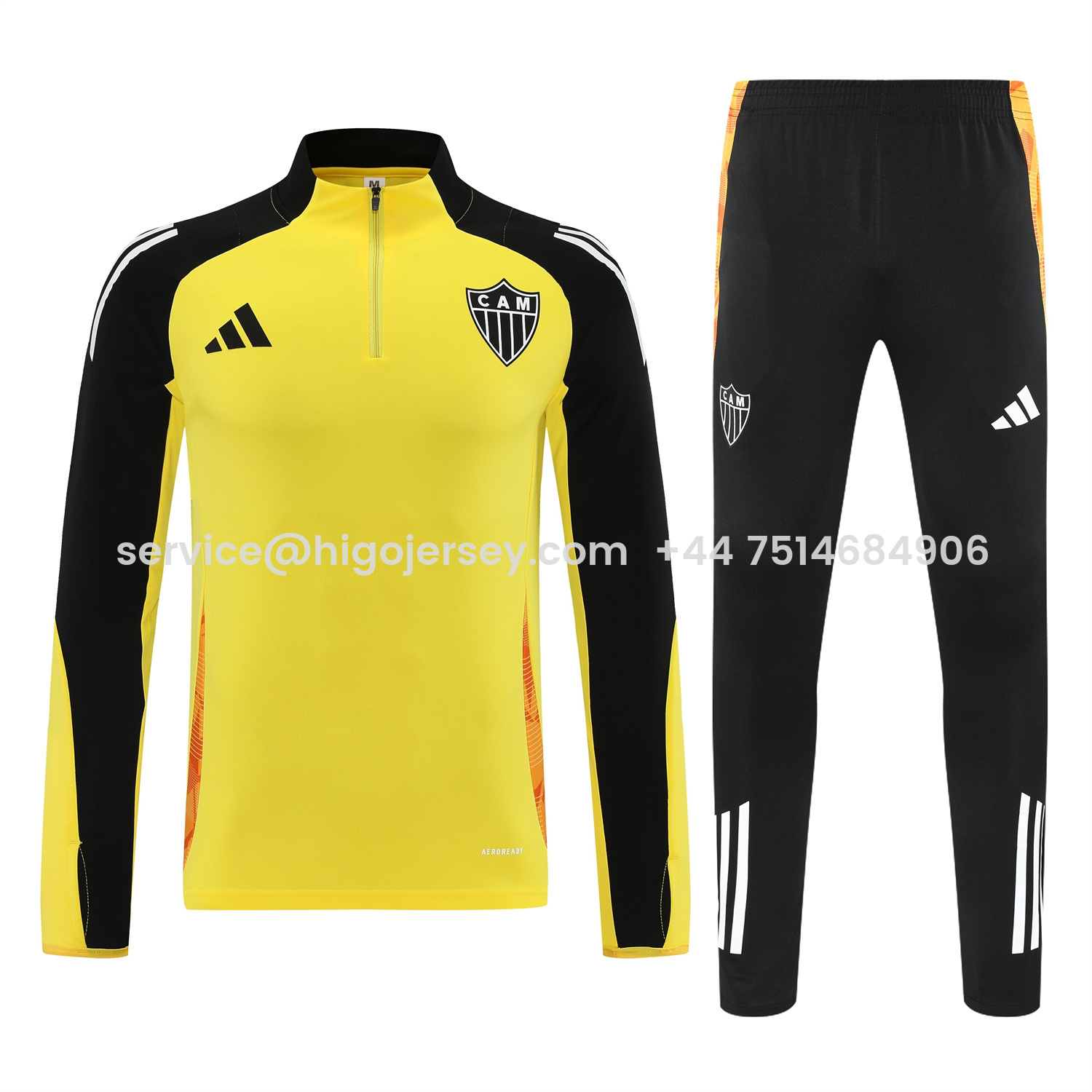 Higojerseys-Atletico Mineiro 25-26 Long Sleeve Training Set - Yellow Top & Black Pants