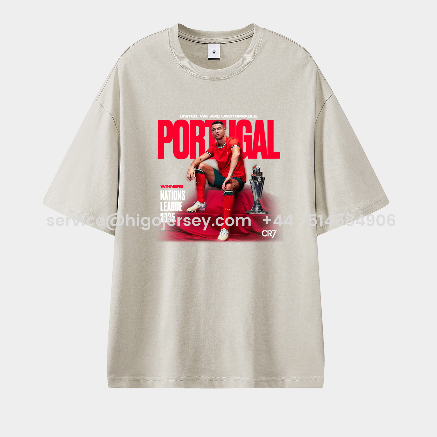 Higojerseys-Portugal C.Ronaldo 2025 UEFA Nations League Winners Unisex Pure Cotton T-shirt