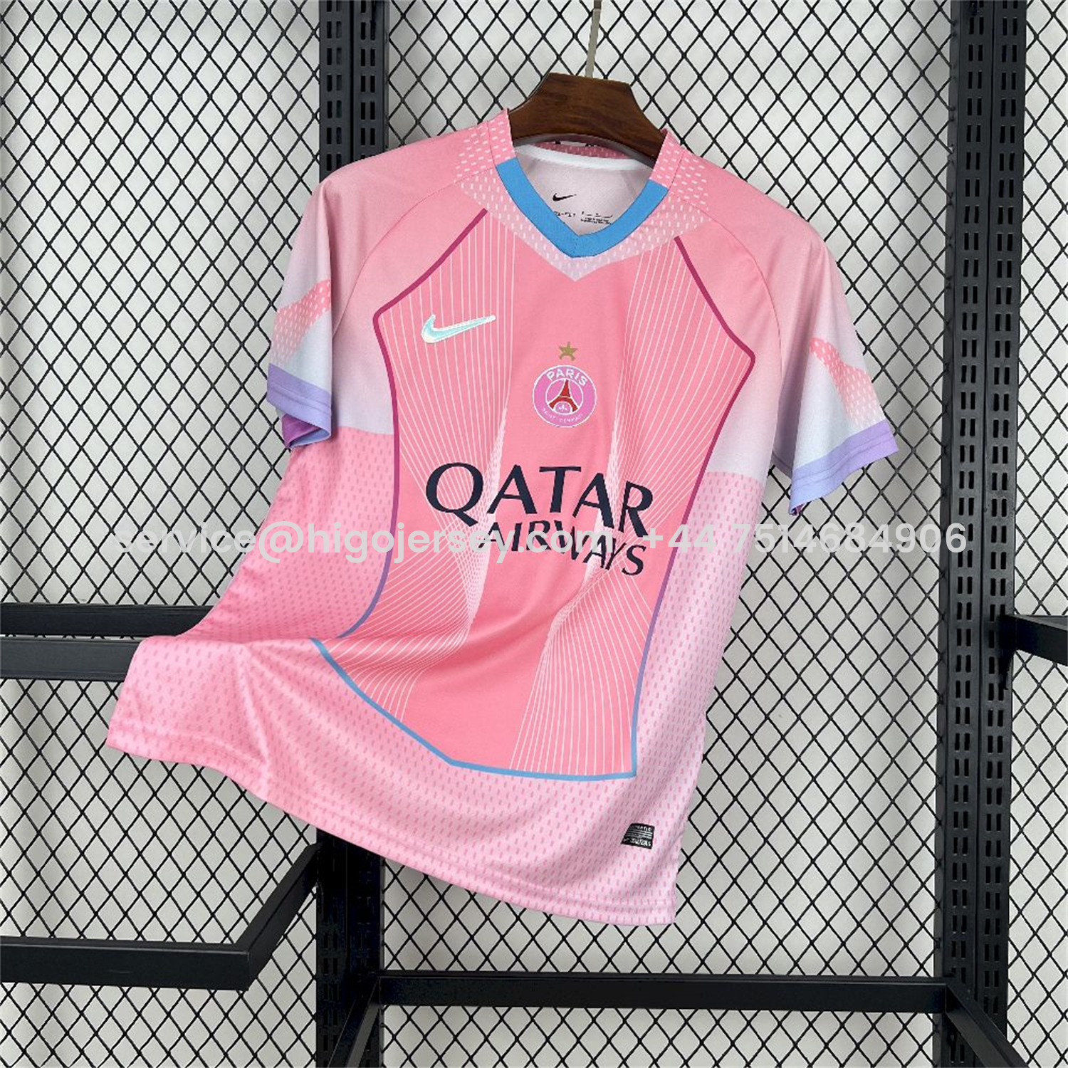 Higojerseys-Paris Saint-Germain PSG 25-26 T90 White Lines Pink Gradient Special Jersey - Fans Version