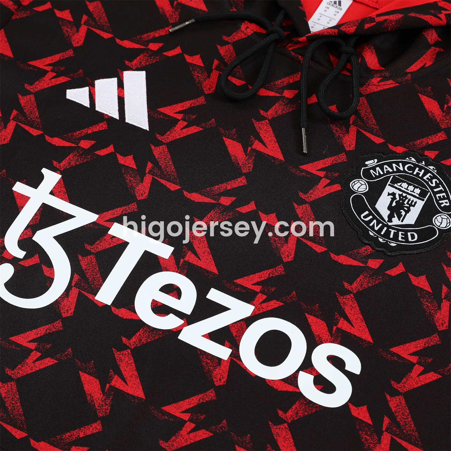 Higojerseys-Manchester United 24-25 Pre-Match Home Traning Hoodie Set - Red Top and Black Pants
