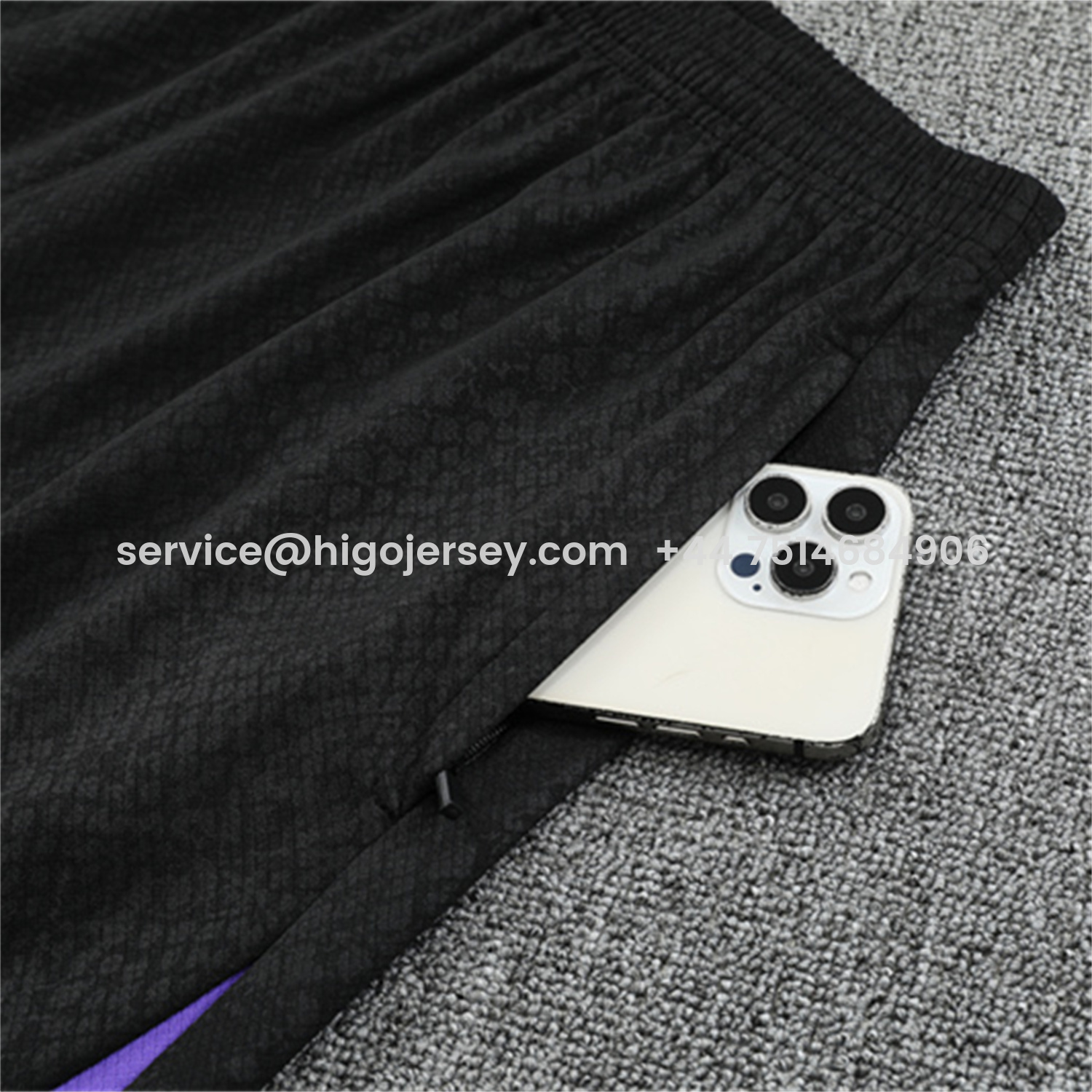 Higojerseys-Barcelona 25-26 X KB Kids Short-Sleeve Training Set - Black Blue Top & Black Shorts