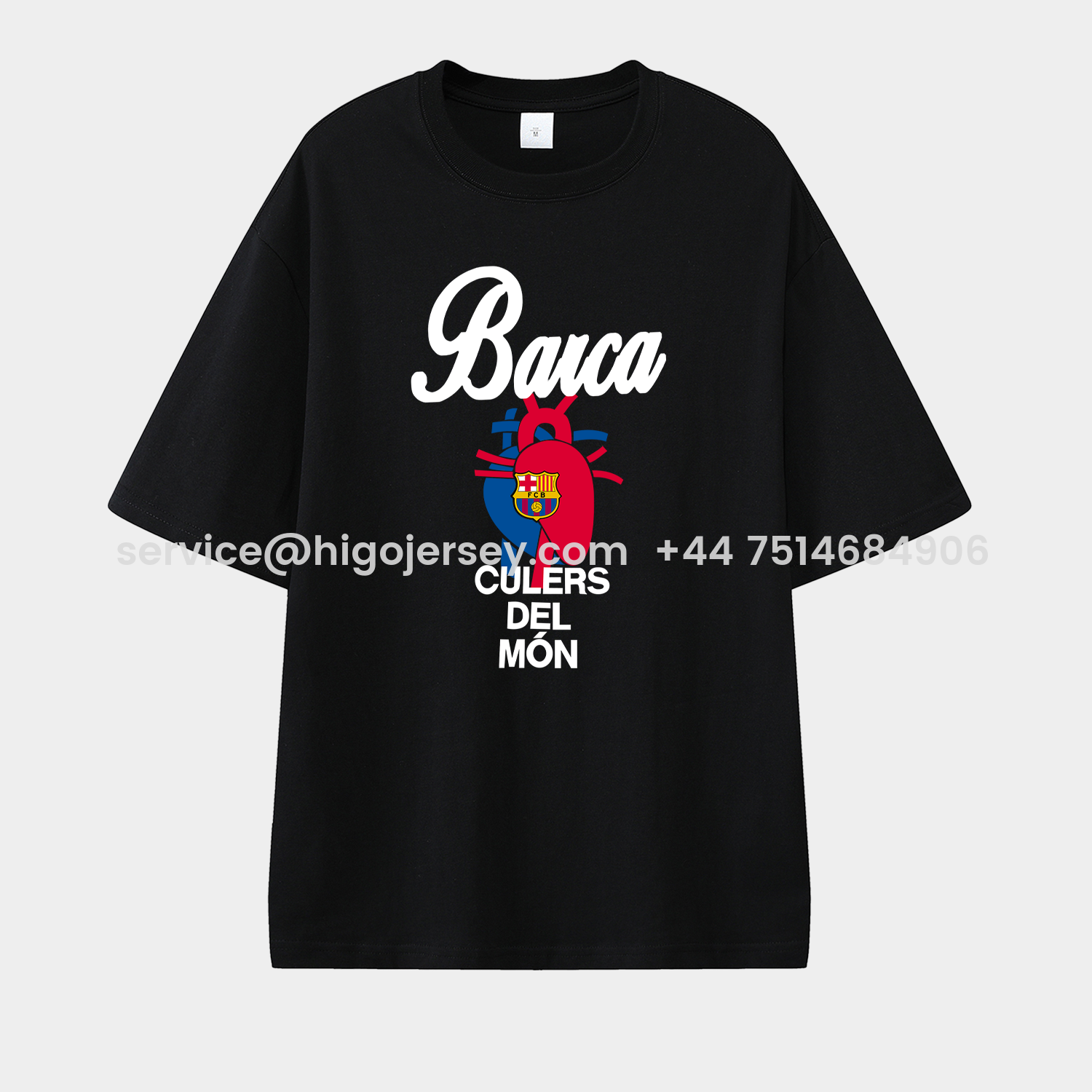 Higojerseys-Barcelona Blue & Red Heart Culers Del Mon Unisex Pure Cotton T-shirt