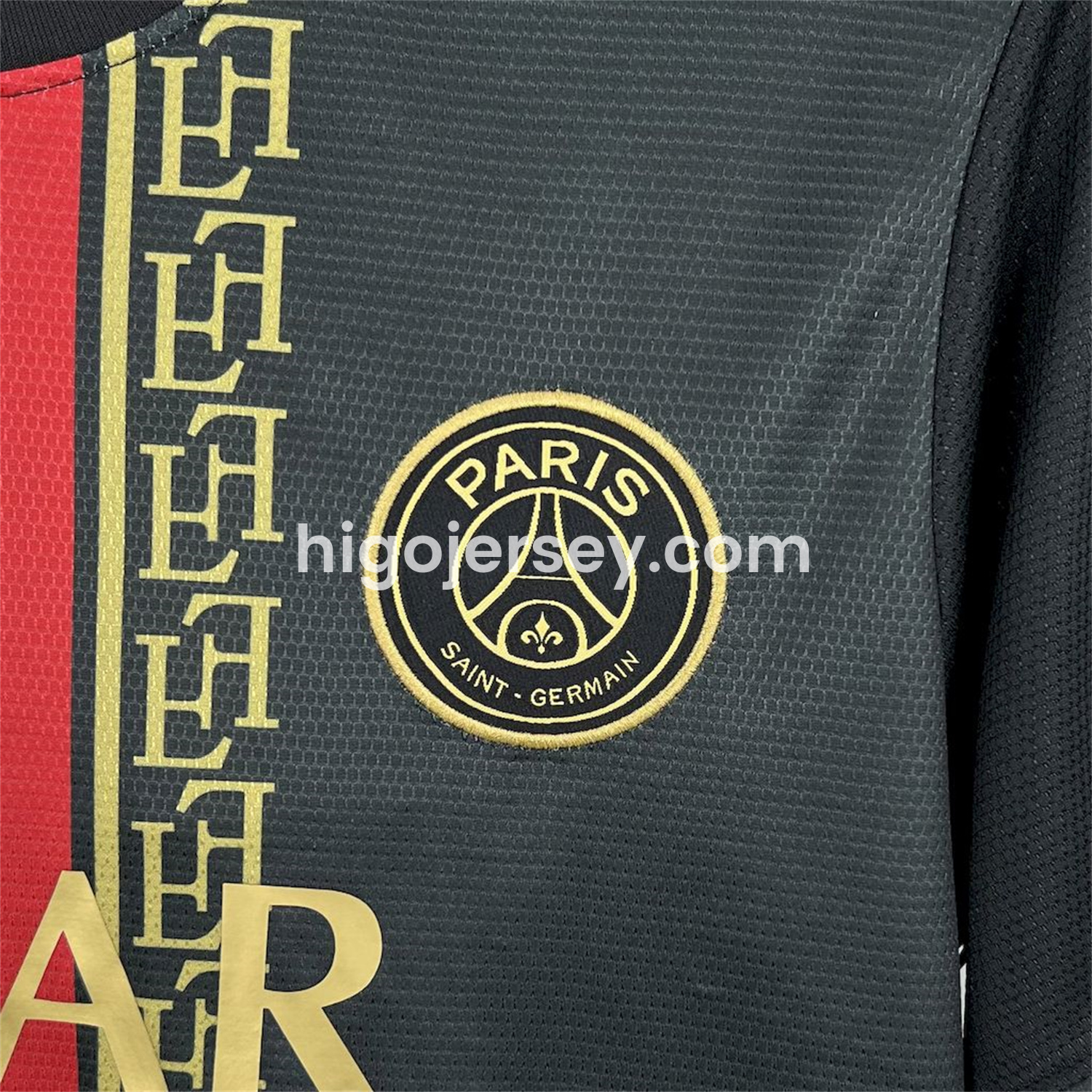 Higojerseys-Paris Saint-Germain PSG 25-26 Red White Stripes Black Jersey - Fans Version