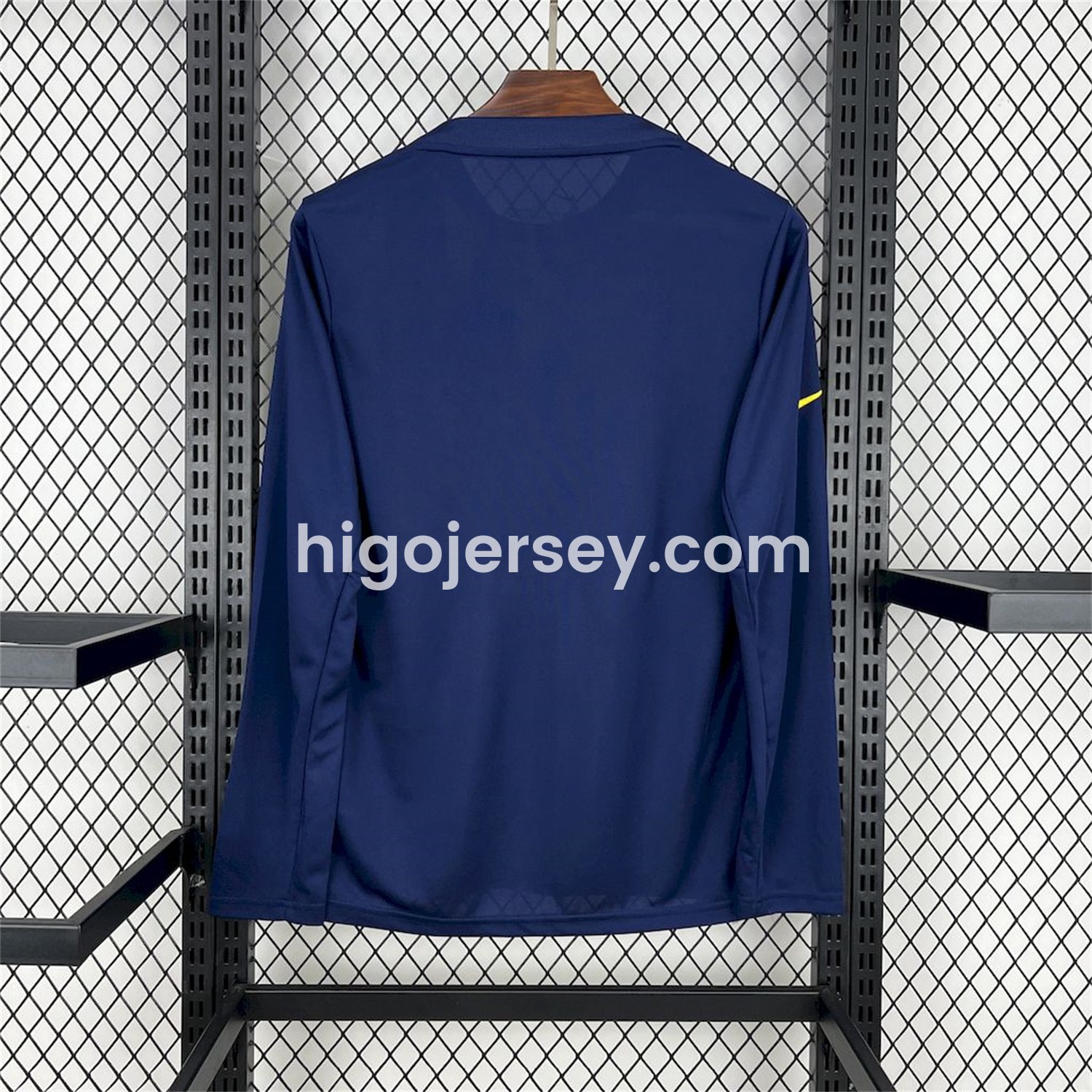 Higojerseys-Atletico Madrid 25-26 Yellow Blue Stripes Pre-Match Training Long Sleeves Jersey - Fans Version