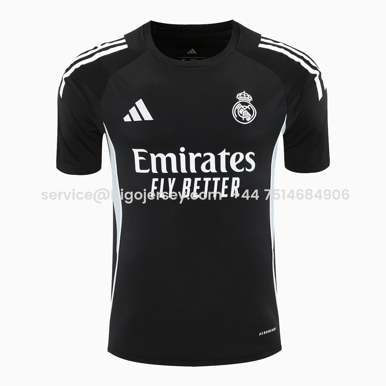 Higojerseys-Real Madrid 25-26 Short-Sleeve Training Set - Light Grey Stripes Black Top & Black Shorts