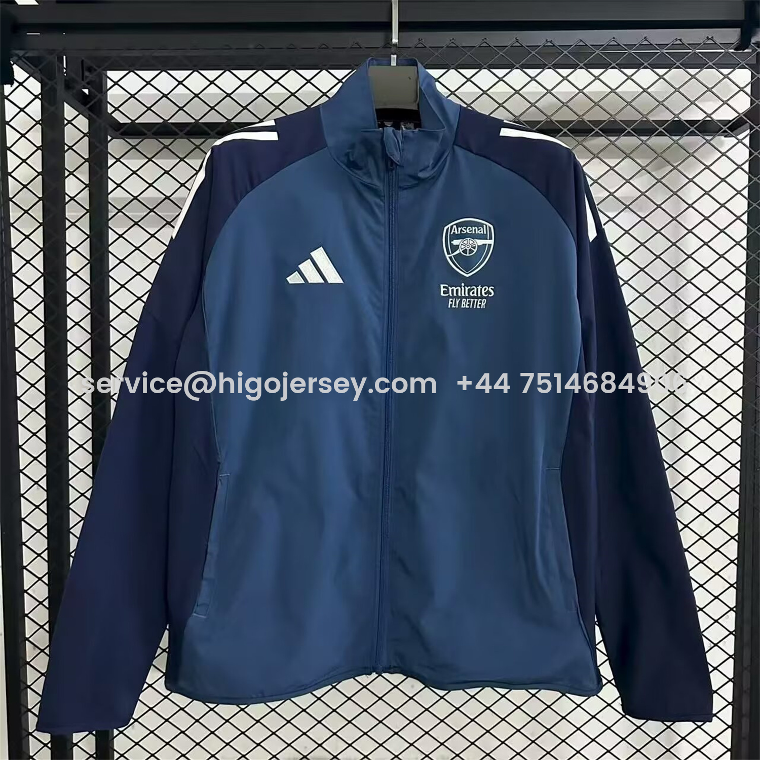 Higojerseys-Arsenal 25-26 Throwback Windbreaker Jacket - Navy Blue