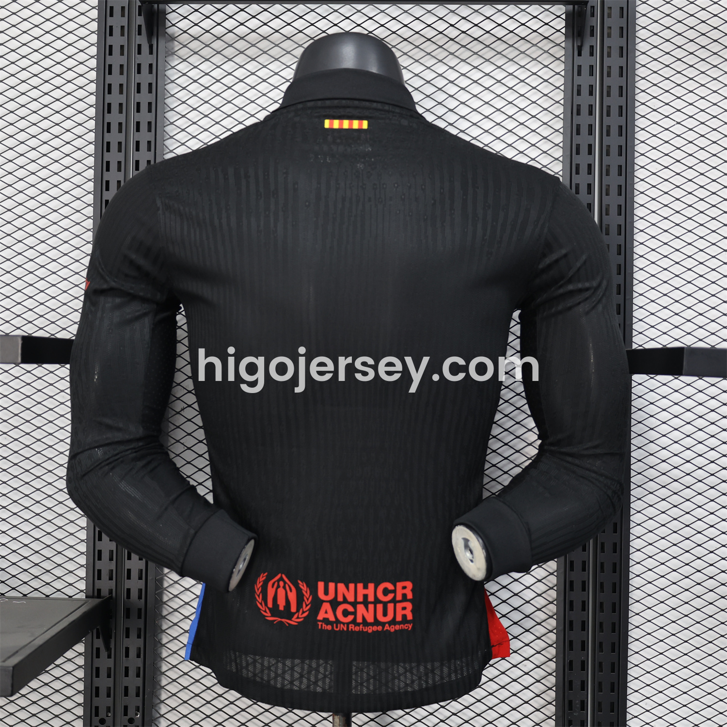 Higojerseys-Barcelona x Travis Scott 24-25 Away Black Long Sleeves Jersey - Player Version