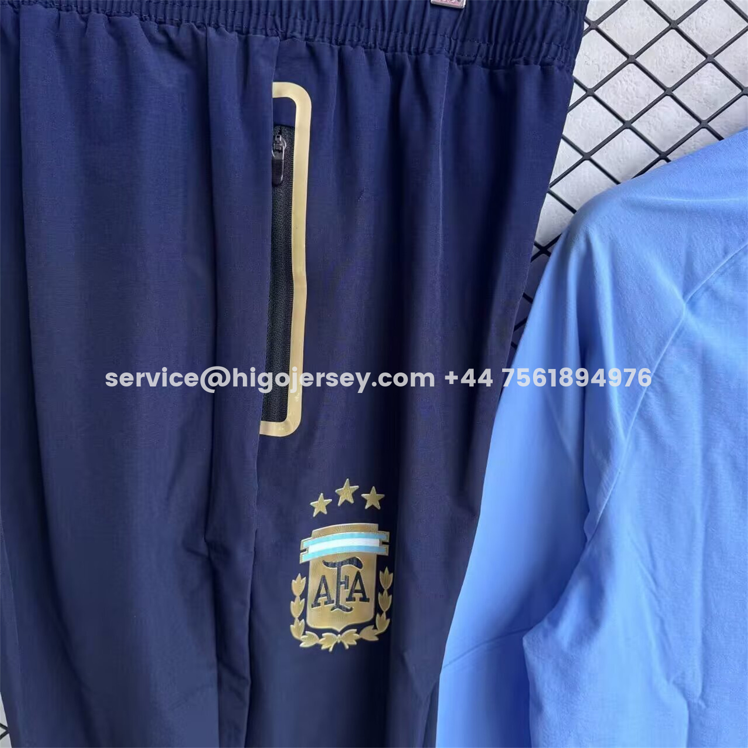 Higojerseys-Argentina 2026 Windbreaker Training Set - Blue Top and Black Pants