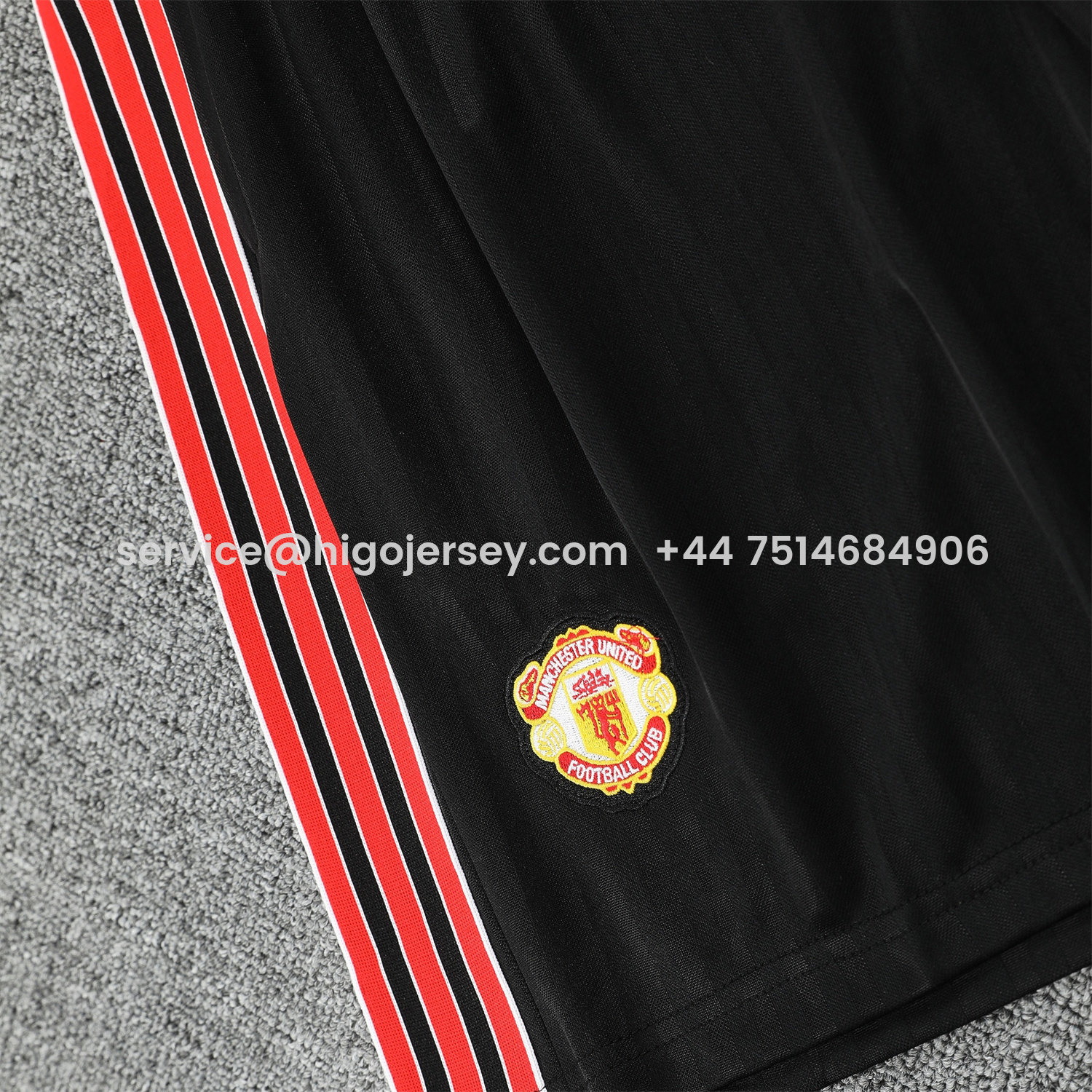 Higojerseys-Manchester United 25-26 Short-Sleeve Training Set - Red Lines Black Top & Black Shorts