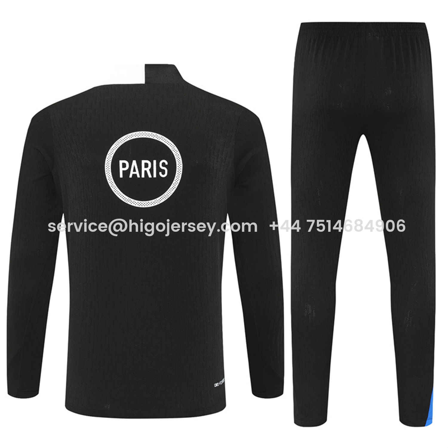 Higojerseys-Paris Saint-Germain PSG 25-26 Long Sleeve Training Set - Player Version - Black Top and Black Pants