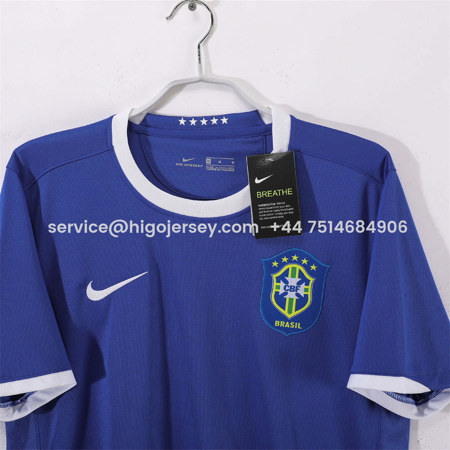 Higojerseys-Retro Brazil 2006 Away Blue Jersey