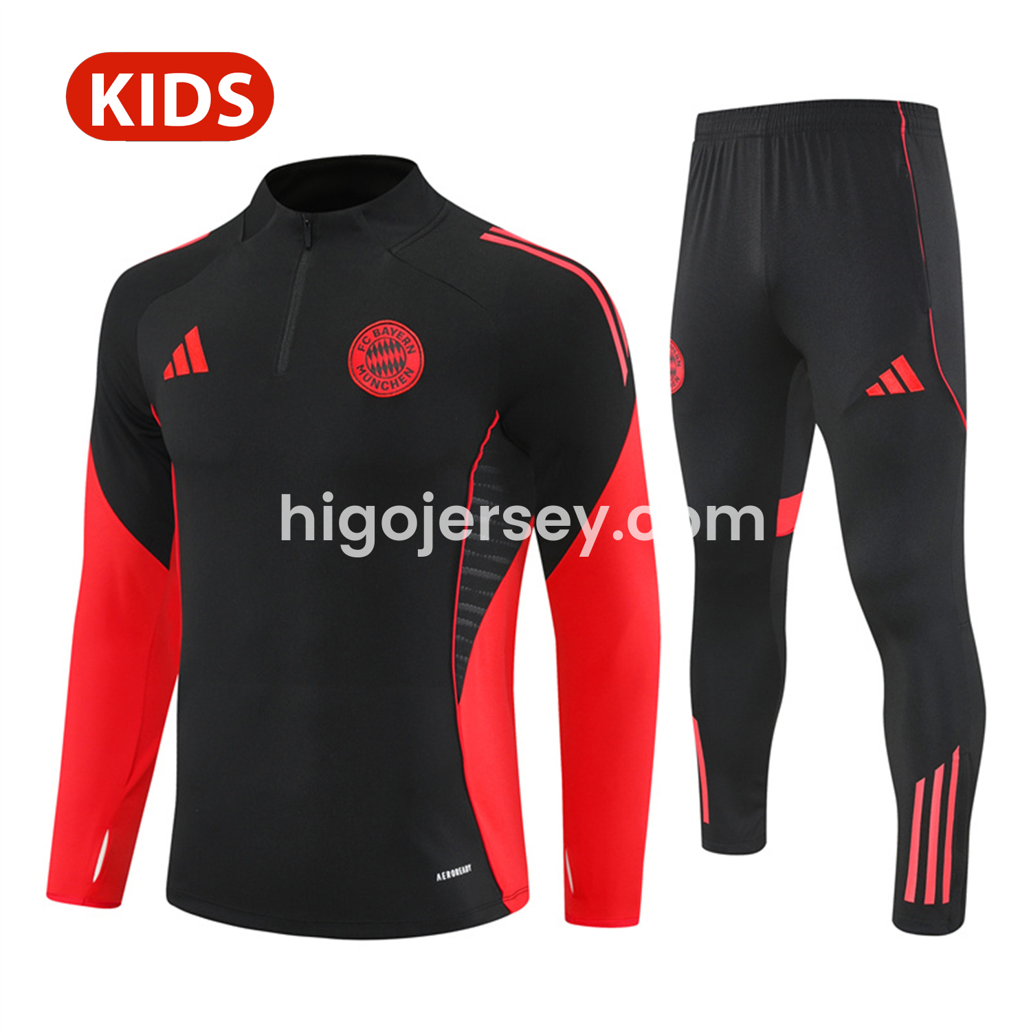 Higojerseys-Bayern Munich 25-26 Kid Long Sleeves Training Set - Black Top & Black Pants