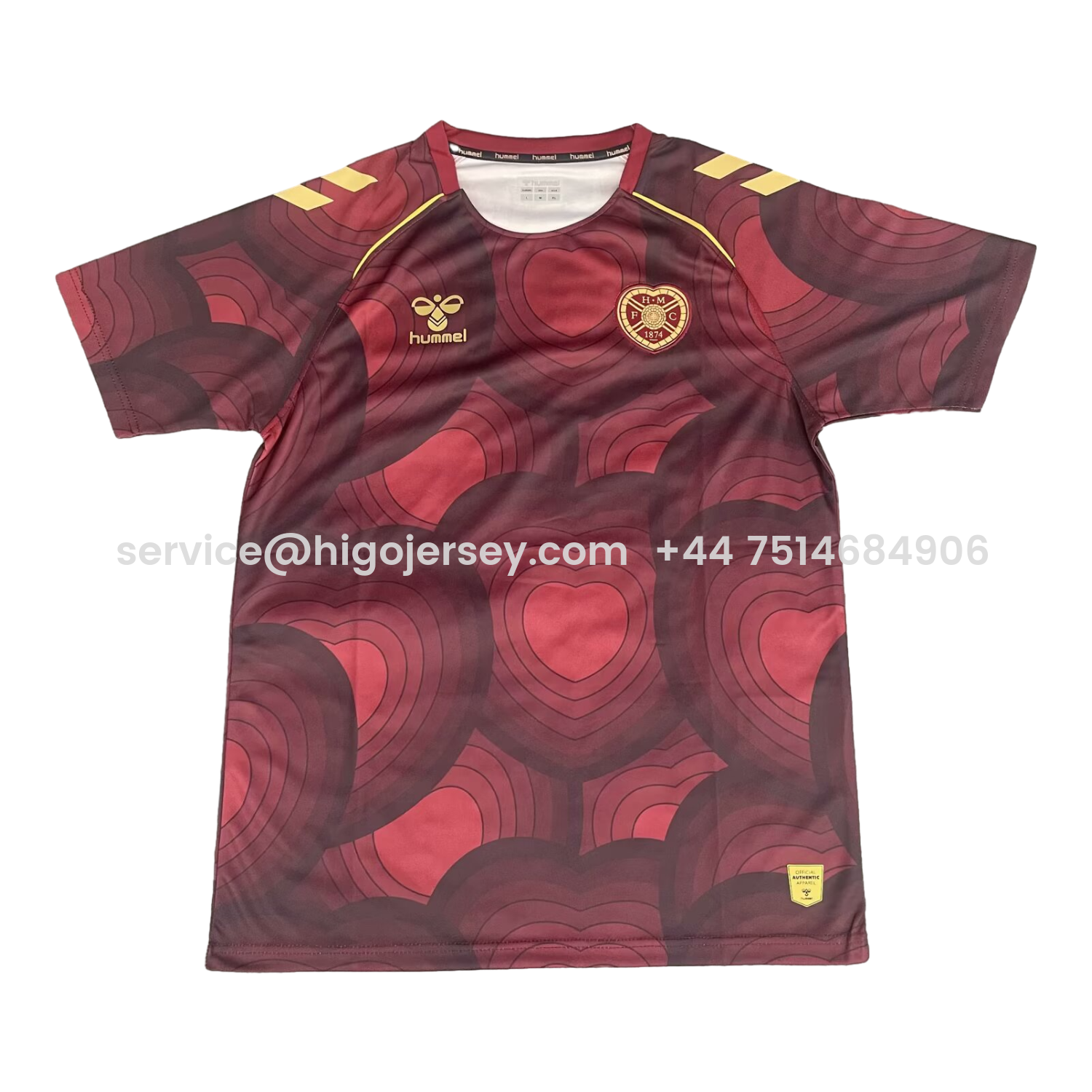 Higojerseys-Hearts Heart of Midlothian 25-26 Red Pre-Match Training Jersey - Fans Version