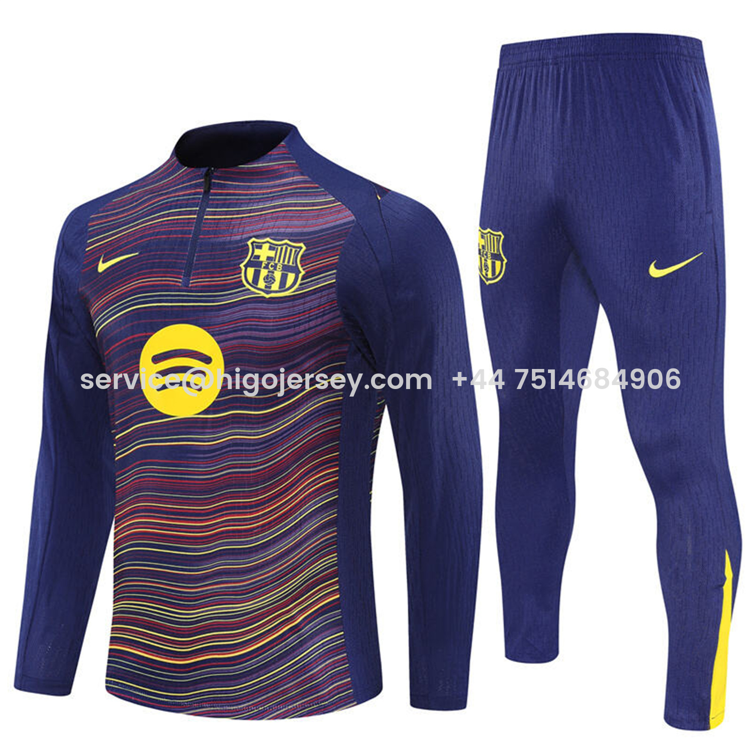 Higojerseys-Barcelona 25-26 Long Sleeve Training Set - Purple Camouflage Top & Blue Pants