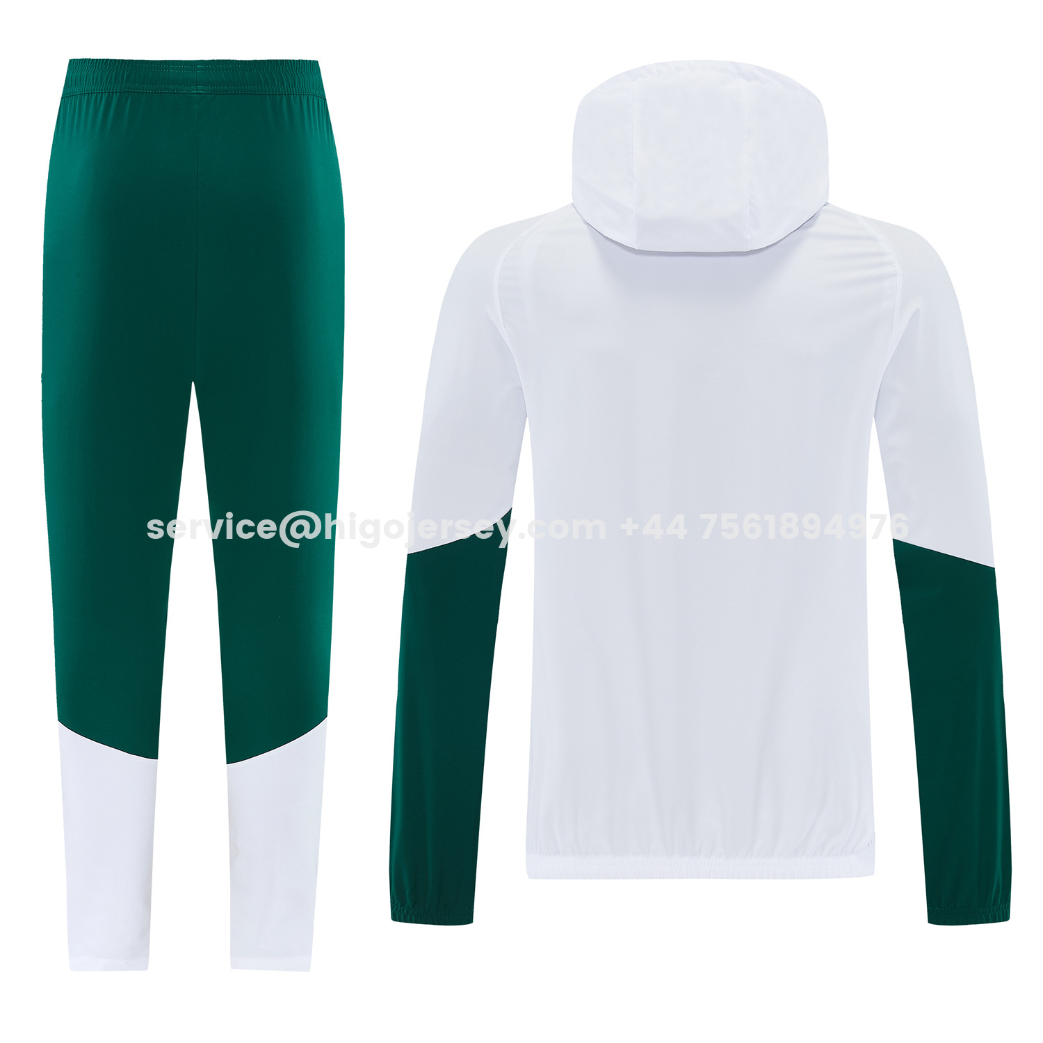 Higojerseys-Italy 2026 Hooded Windbreaker Training Set - White Top & Green Pants