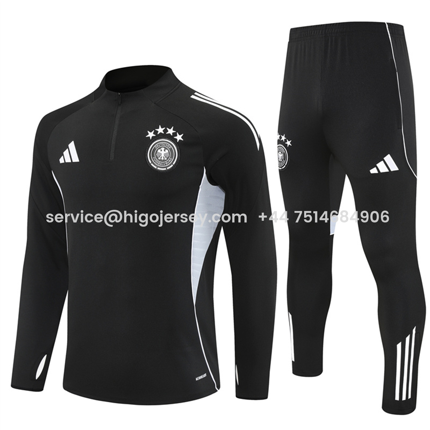 Higojerseys-Germany 25-26 Long Sleeve Training Set - Black Top and Black Pants