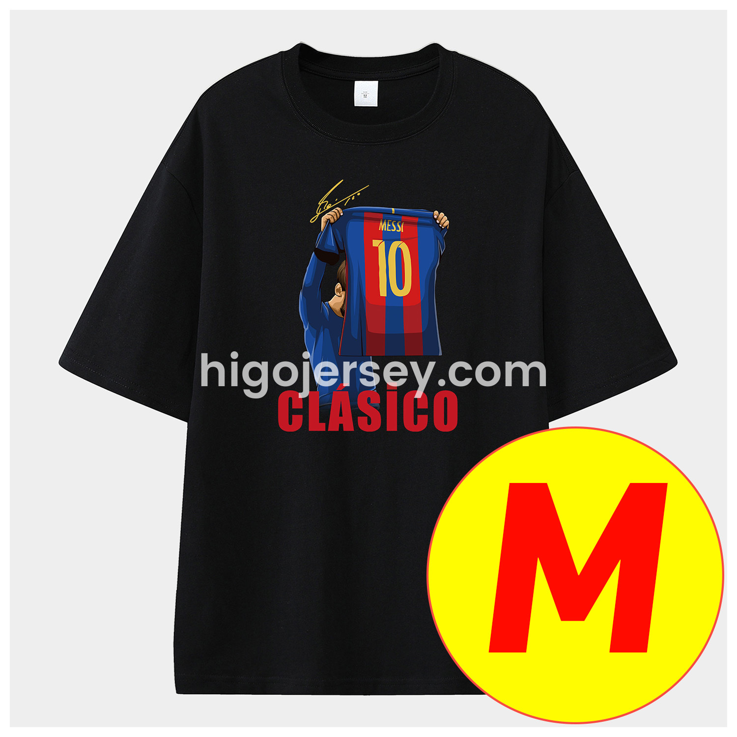 Higojerseys-Messi GOAT Argentina Barcelona INT M.A.M Unisex Pure Cotton T-shirt