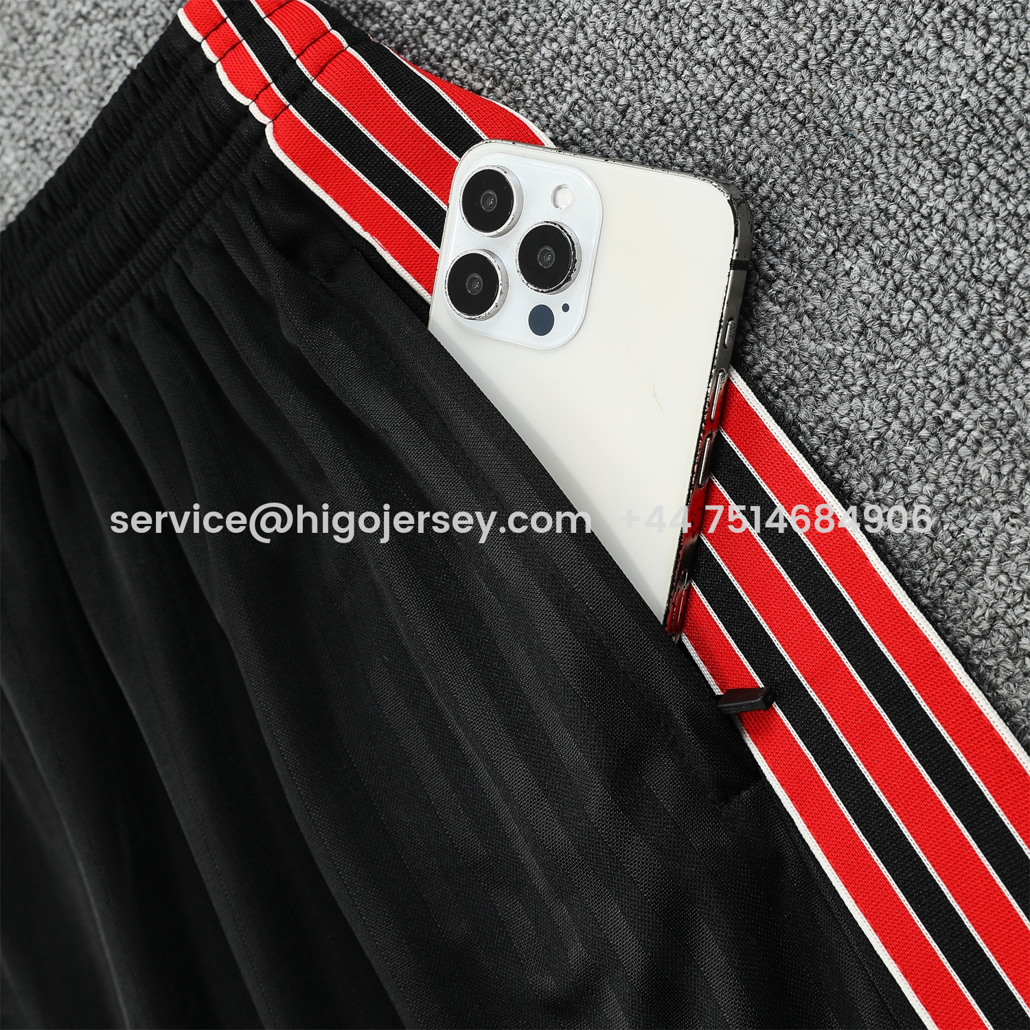 Higojerseys-Manchester United 25-26 Short-Sleeve Training Set - Red Lines Black Top & Black Shorts