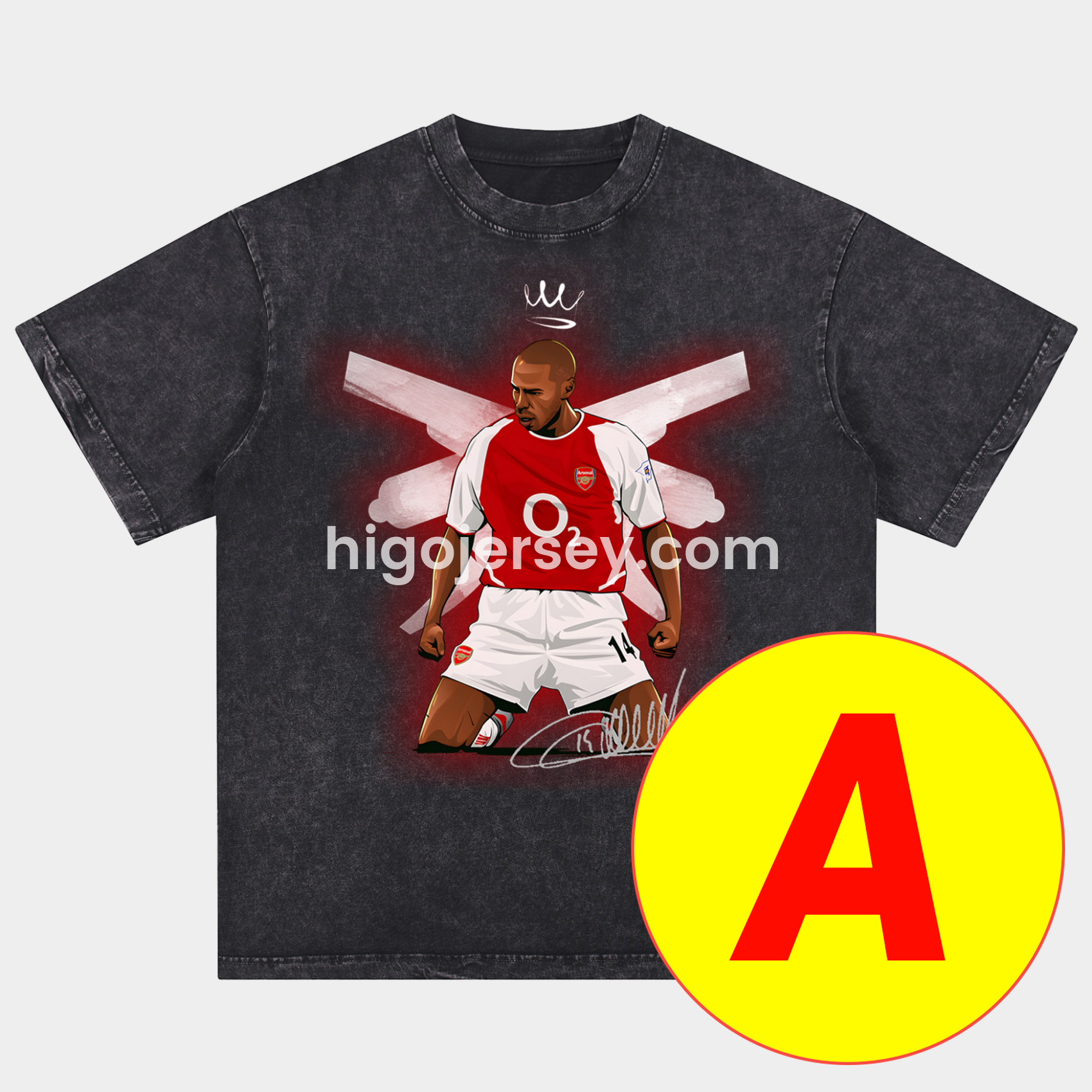 Higojerseys-Arsenal Henry Wenger Saka Gunners Oversized Washed T-Shirt