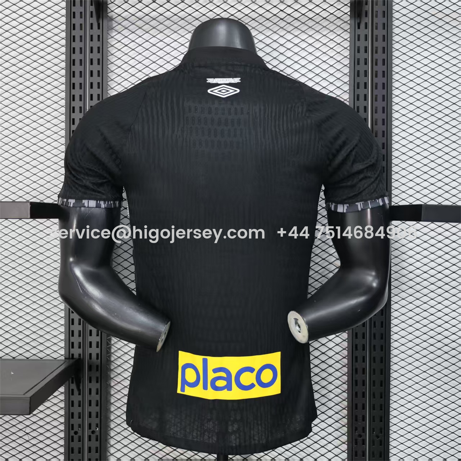 Higojerseys-Santos 2025-26 Goalkeeper 2 Black Jersey With Sponsors - Player Version