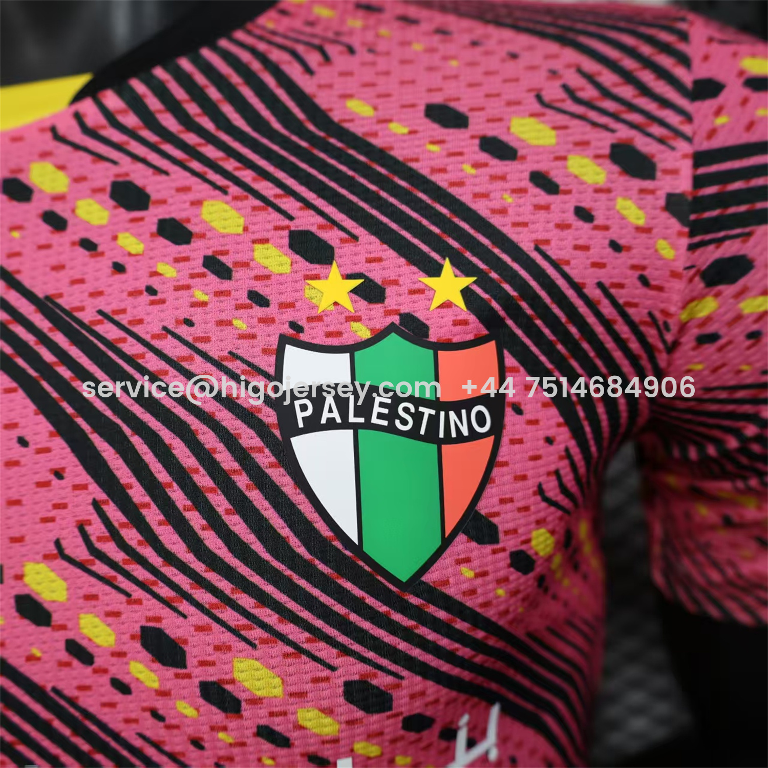 Higojerseys-Club Deportivo Palestino Palestine 25-26 Black Lines Pink Jersey With L‘BONVIEU No.11 - Player Version