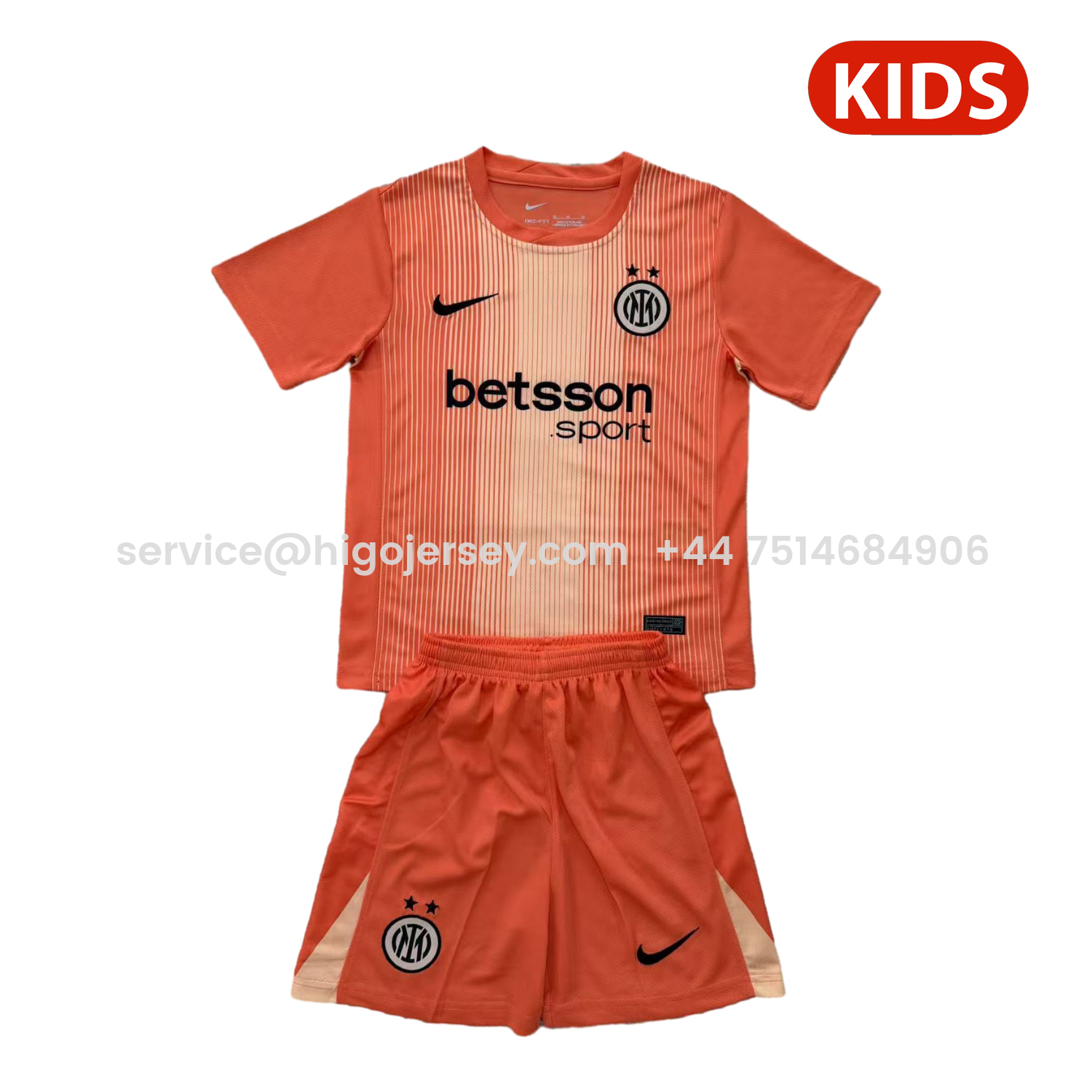 Higojerseys-Inter Milan 25-26 Orange Goalkeeper Kids Kit